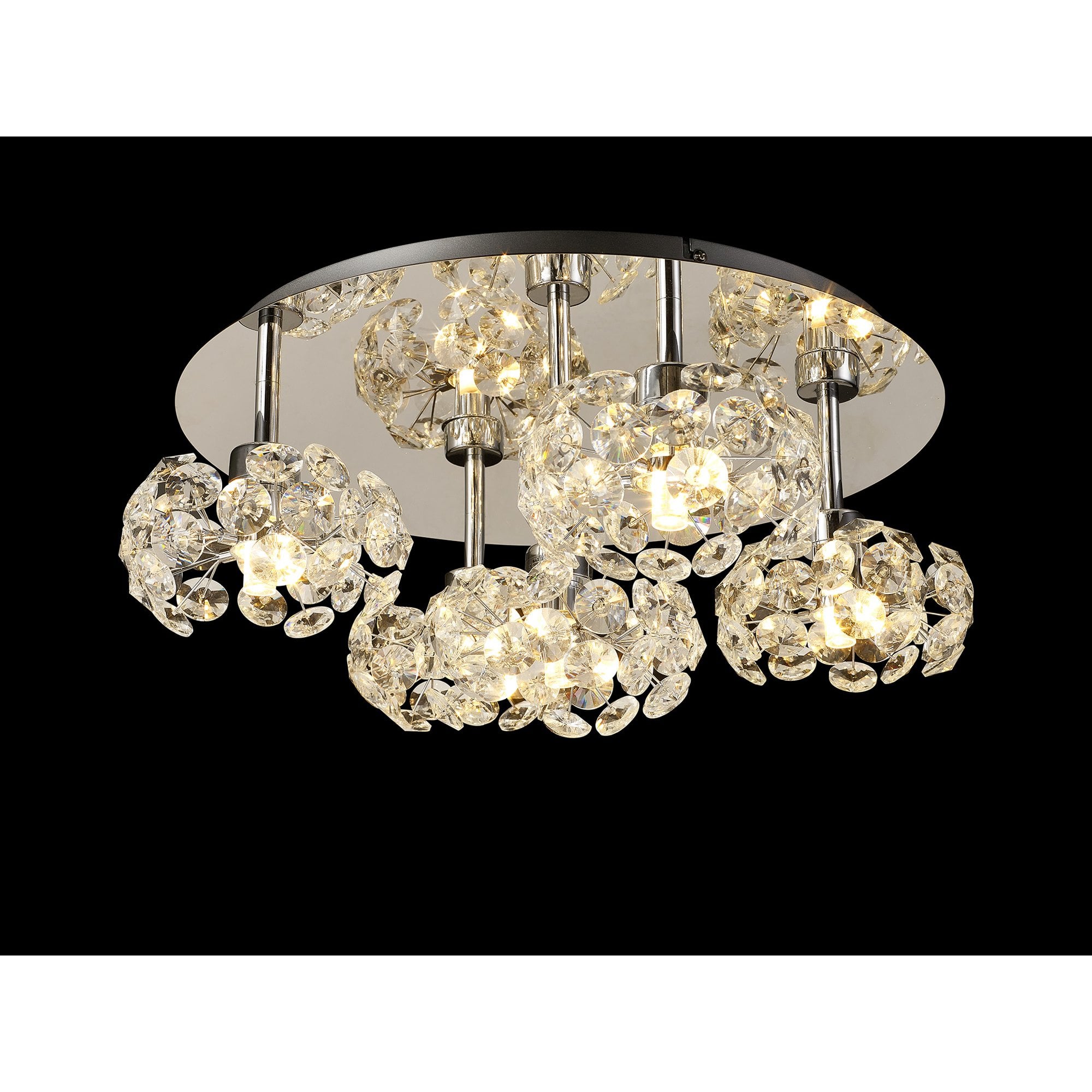 Fabula Grosvenor 5 Light Round Flush Light - Polished Chrome & Crystal Glass