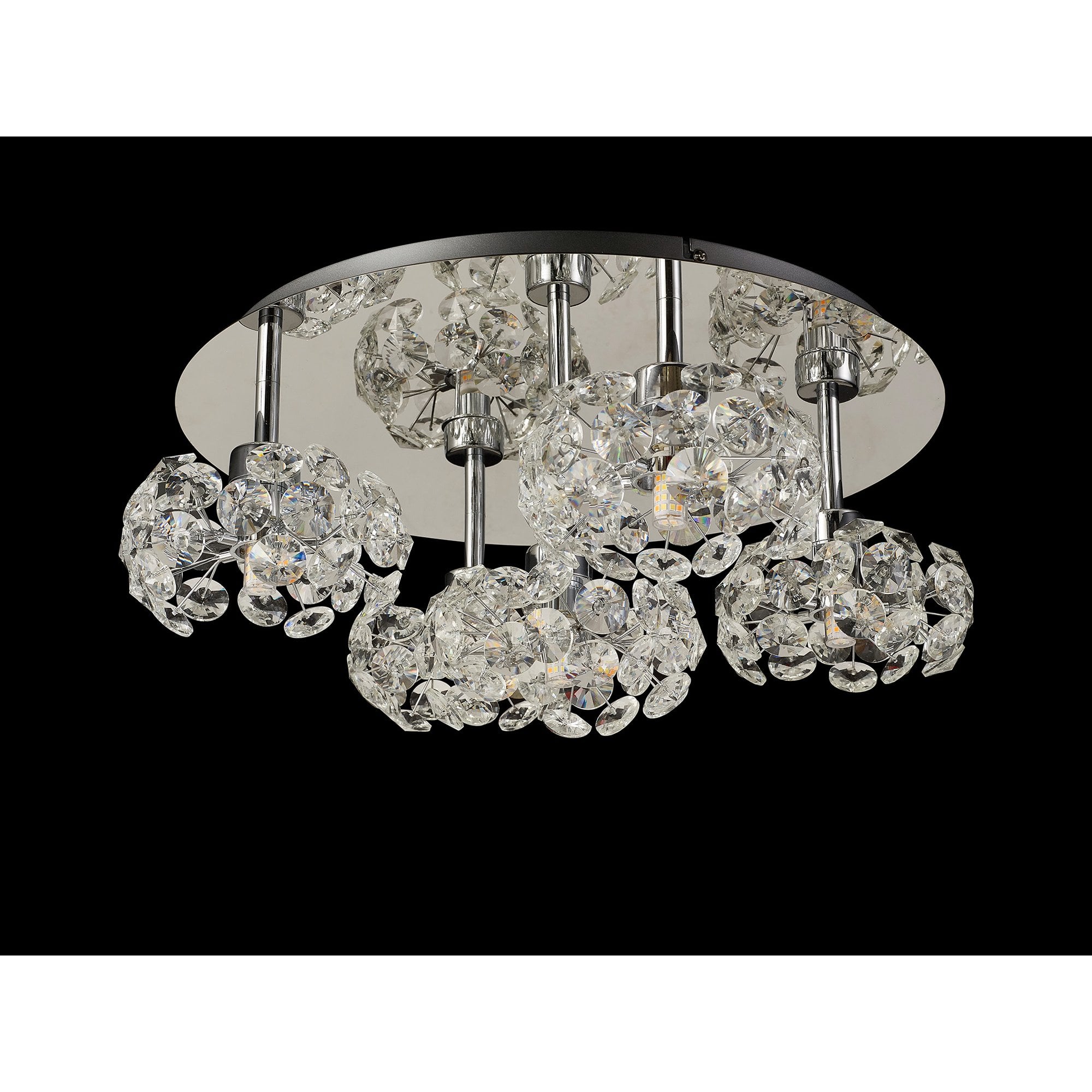 Fabula Grosvenor 5 Light Round Flush Light - Polished Chrome & Crystal Glass