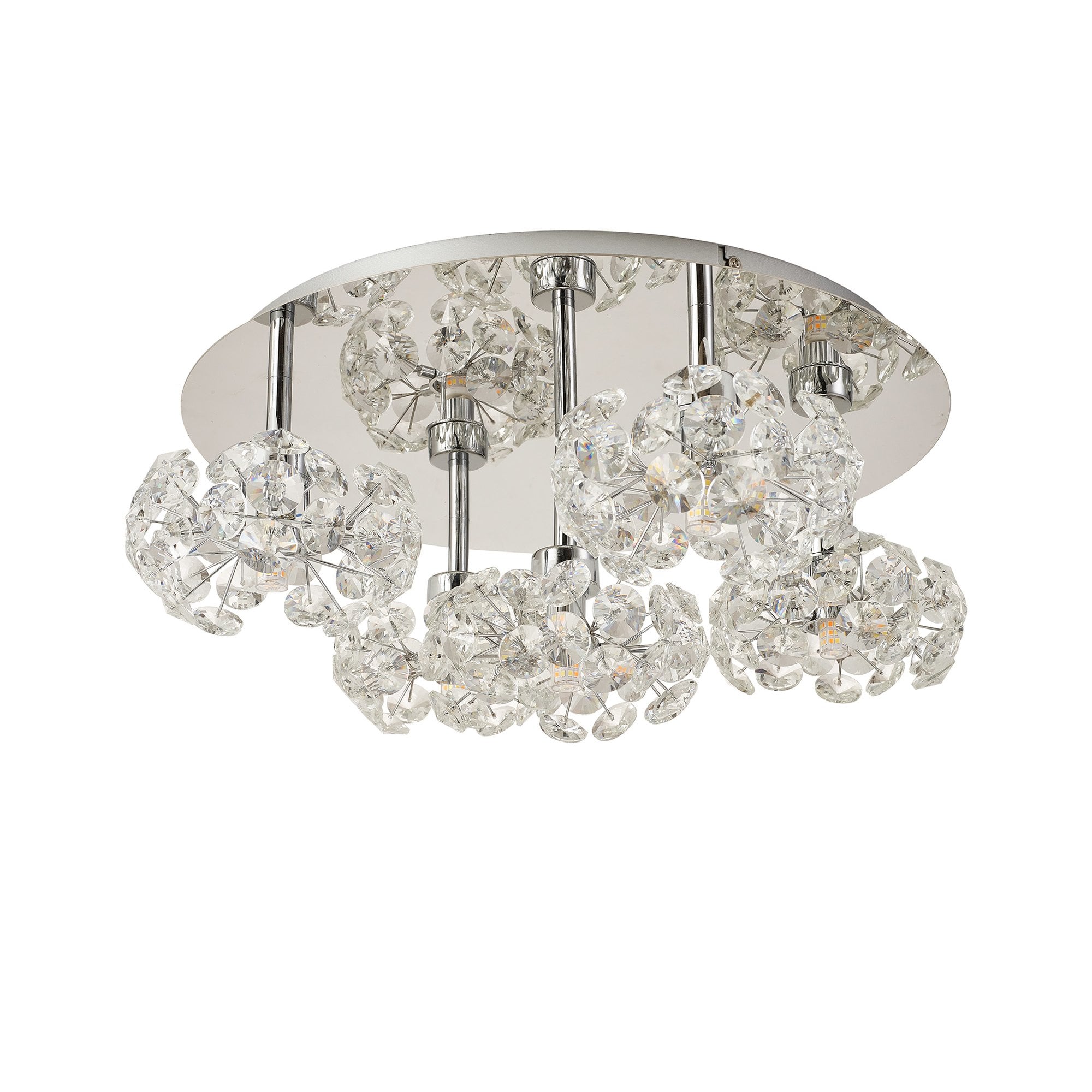 Fabula Grosvenor 5 Light Round Flush Light - Polished Chrome & Crystal Glass