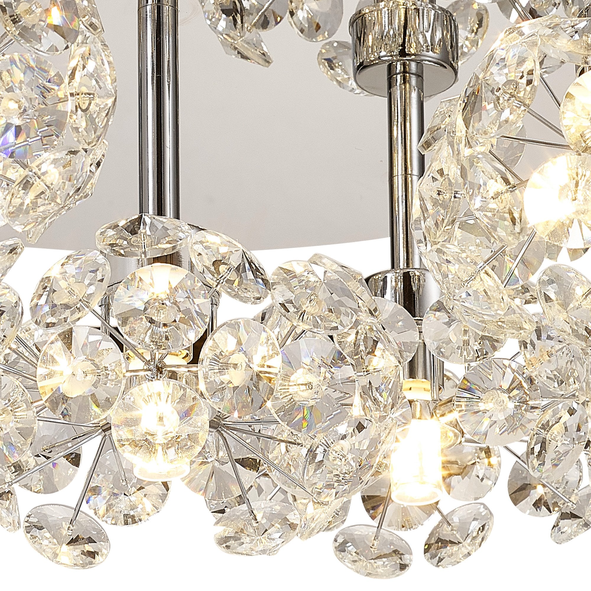 Fabula Grosvenor 5 Light Round Flush Light - Polished Chrome & Crystal Glass