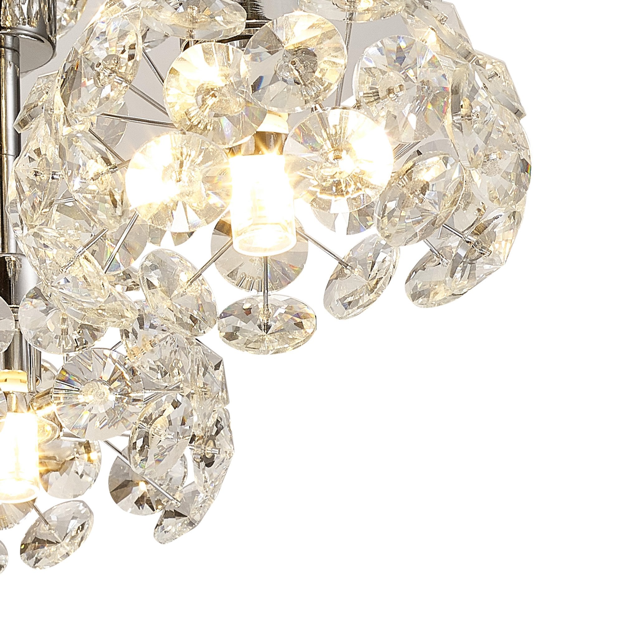 Fabula Grosvenor 5 Light Round Flush Light - Polished Chrome & Crystal Glass