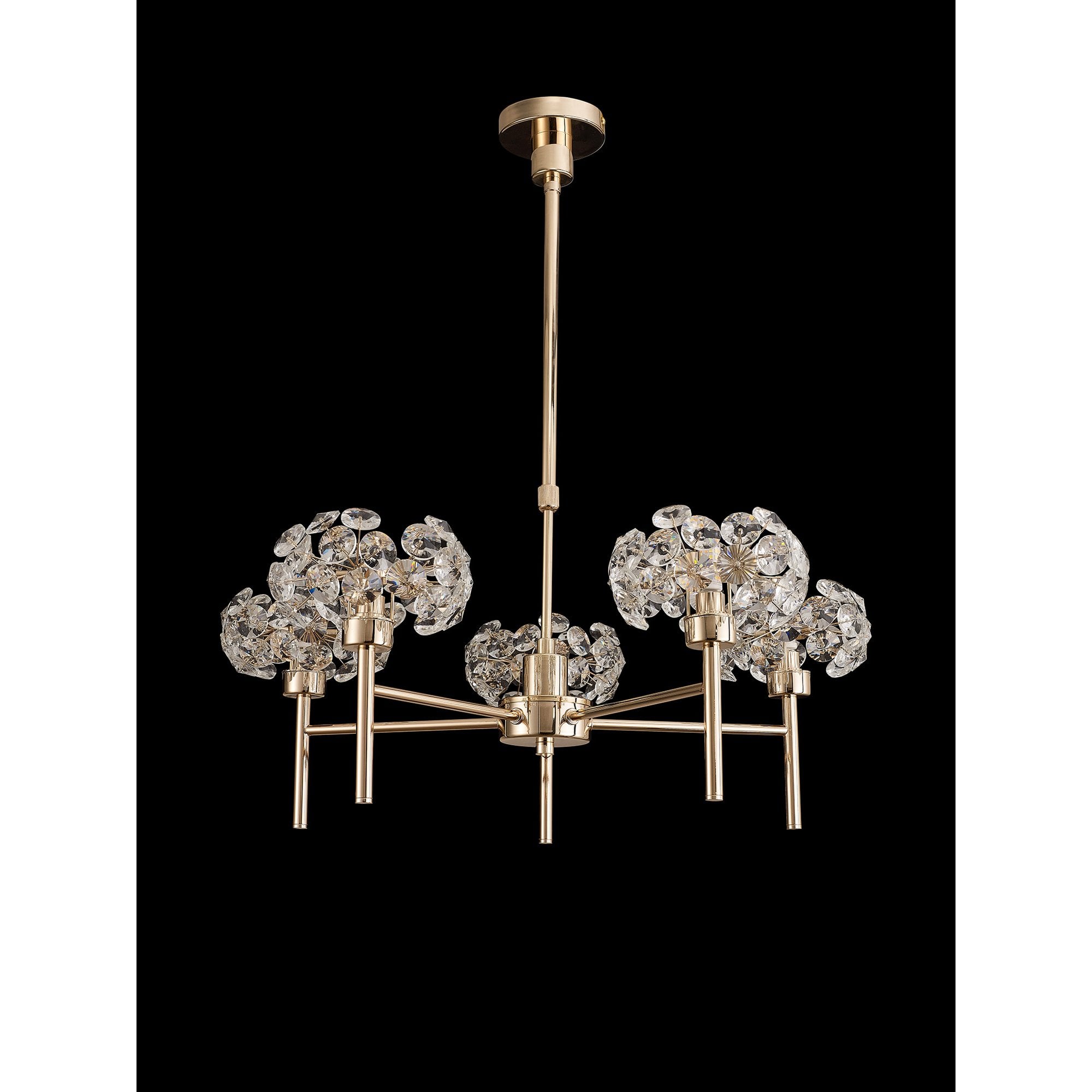 Fabula Grosvenor 5 Light Telescopic Light - French Gold & Crystal Glass