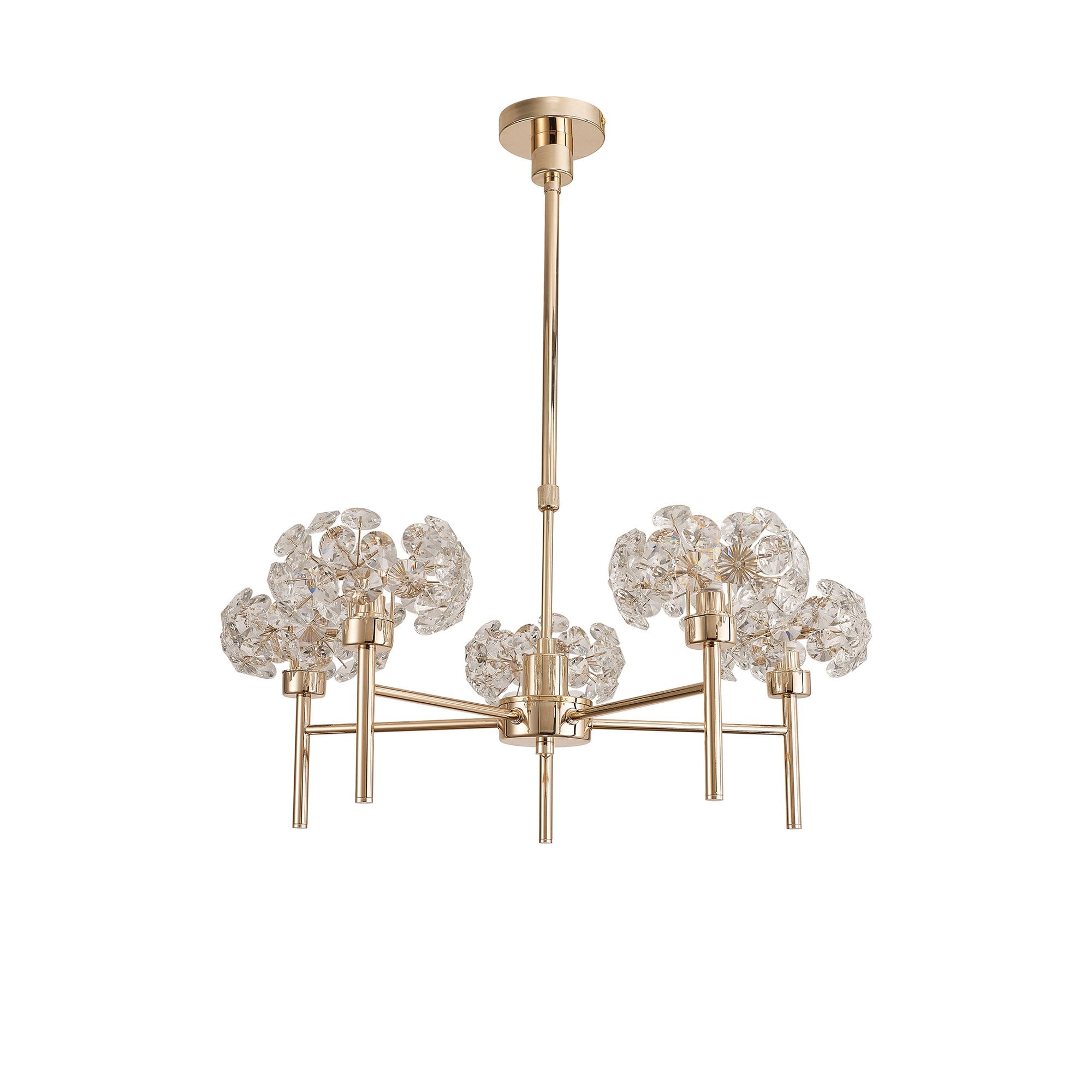 Fabula Grosvenor 5 Light Telescopic Light - French Gold & Crystal Glass
