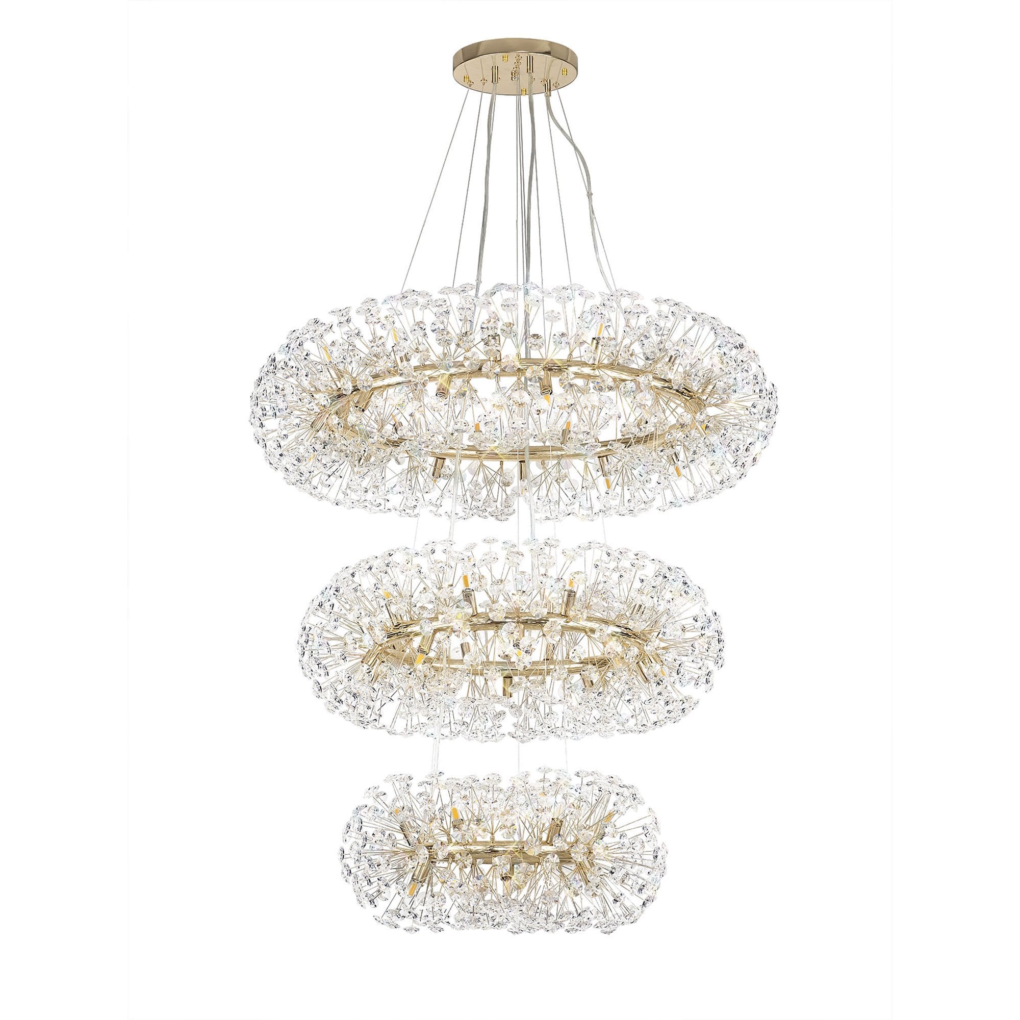 Fabula Grosvenor 58 Light 3-Tiered Pendant - French Gold & Crystal