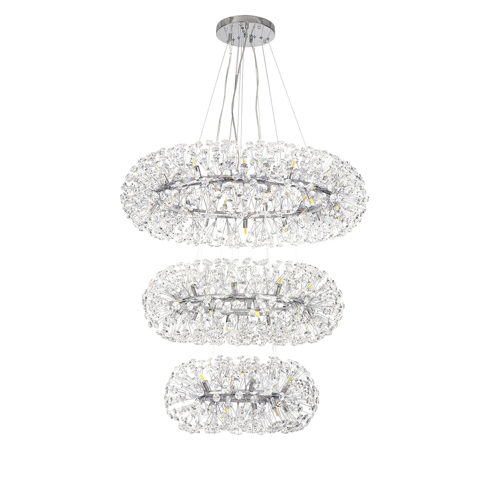Fabula Grosvenor 58 Light 3-Tiered Pendant - Polished Chrome & Crystal