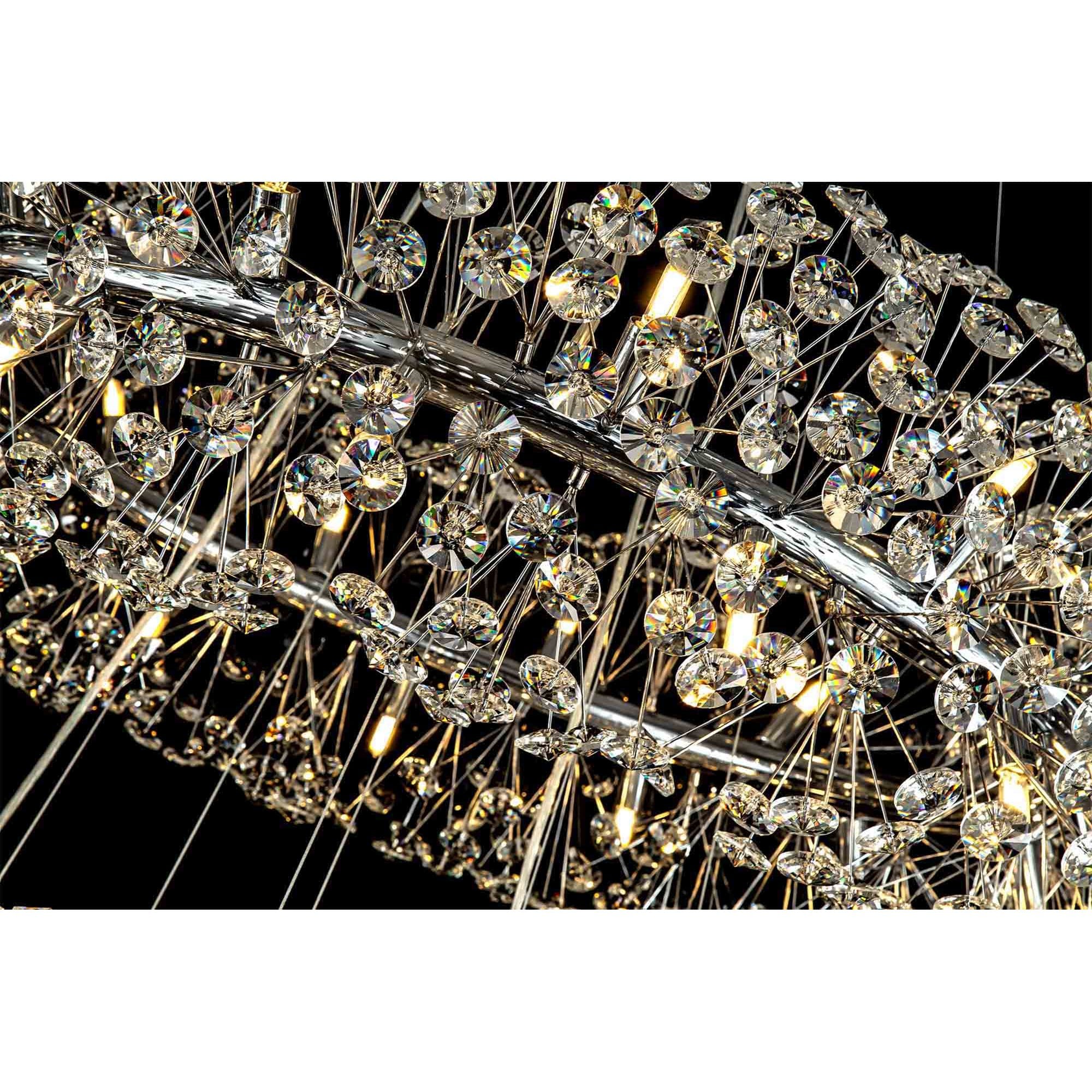 Fabula Grosvenor 58 Light 3-Tiered Pendant - Polished Chrome & Crystal