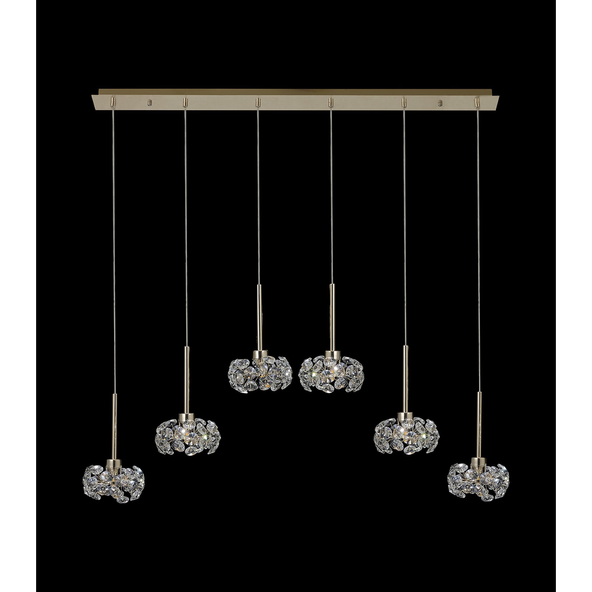 Fabula Grosvenor 6 Light Linear Pendant - French Gold & Crystal Glass