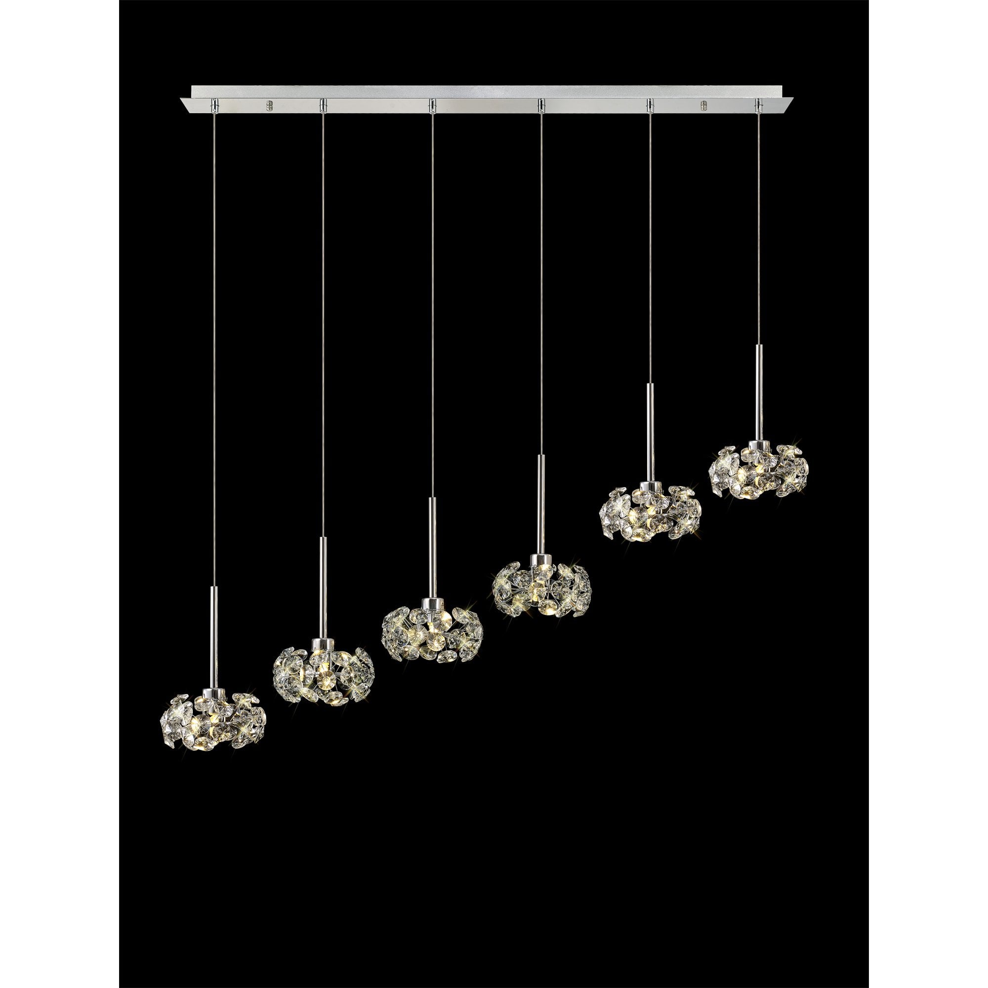 Fabula Grosvenor 6 Light Linear Pendant - Polished Chrome & Crystal Glass