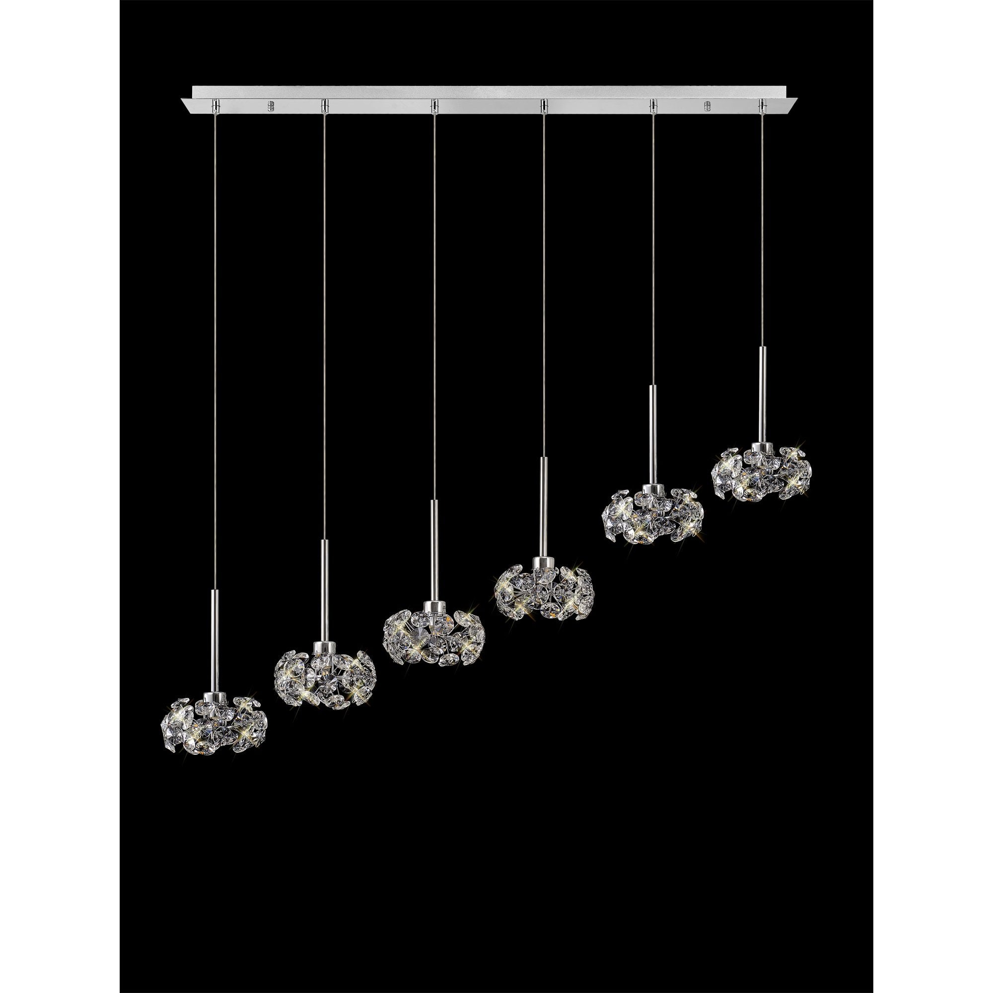 Fabula Grosvenor 6 Light Linear Pendant - Polished Chrome & Crystal Glass