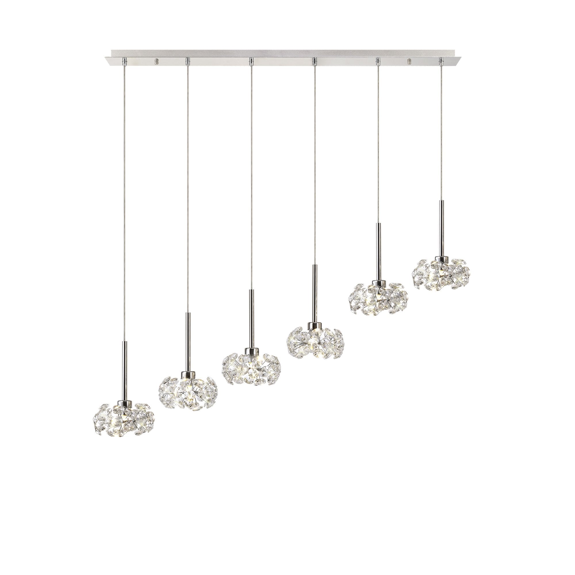 Fabula Grosvenor 6 Light Linear Pendant - Polished Chrome & Crystal Glass