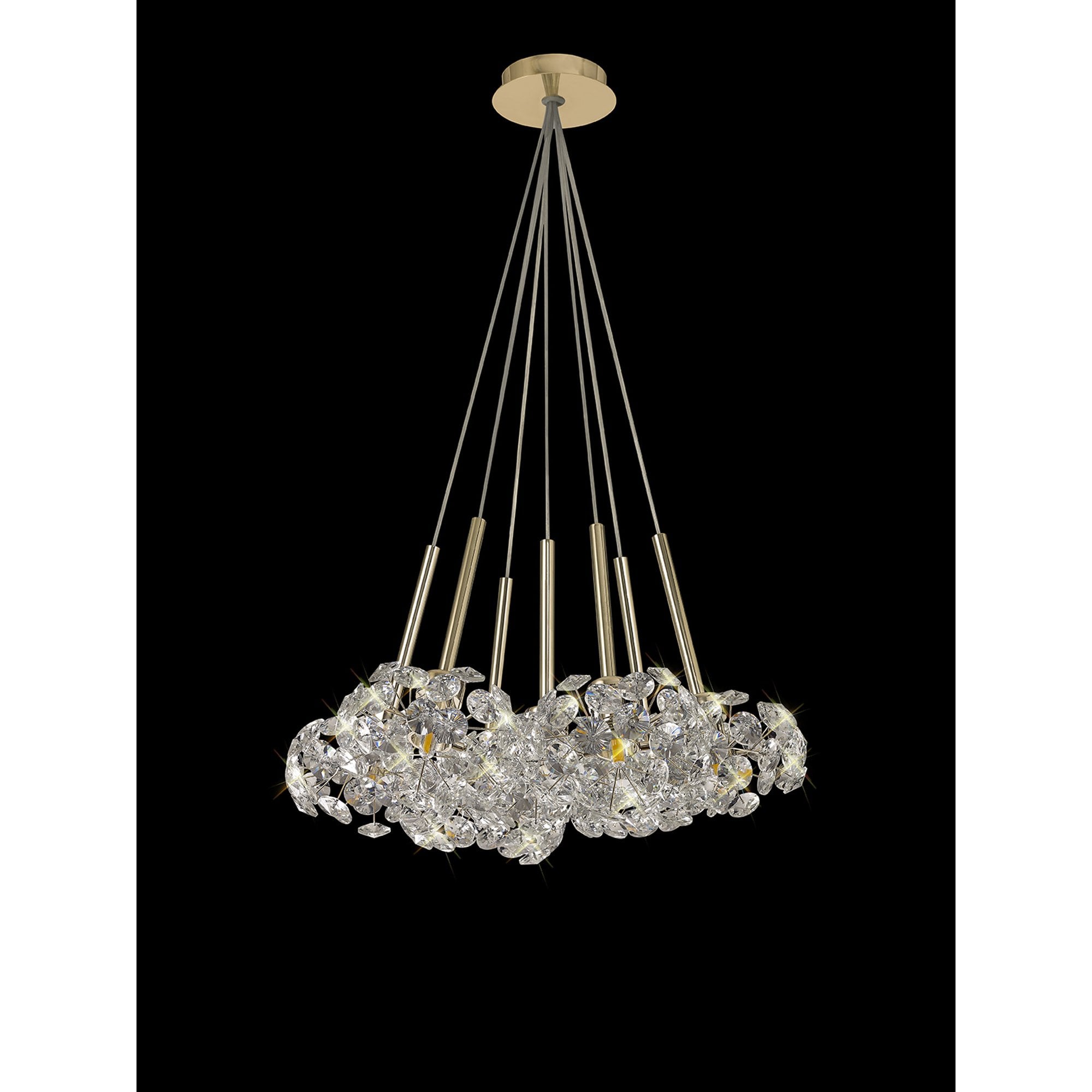 Fabula Grosvenor 7 Light Cluster Pendant - French Gold & Crystal Glass