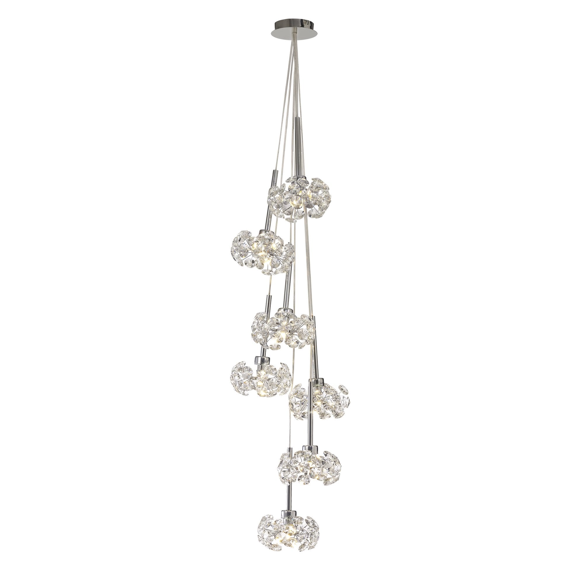 Fabula Grosvenor 7 Light Cluster Pendant - Polished Chrome & Crystal Glass