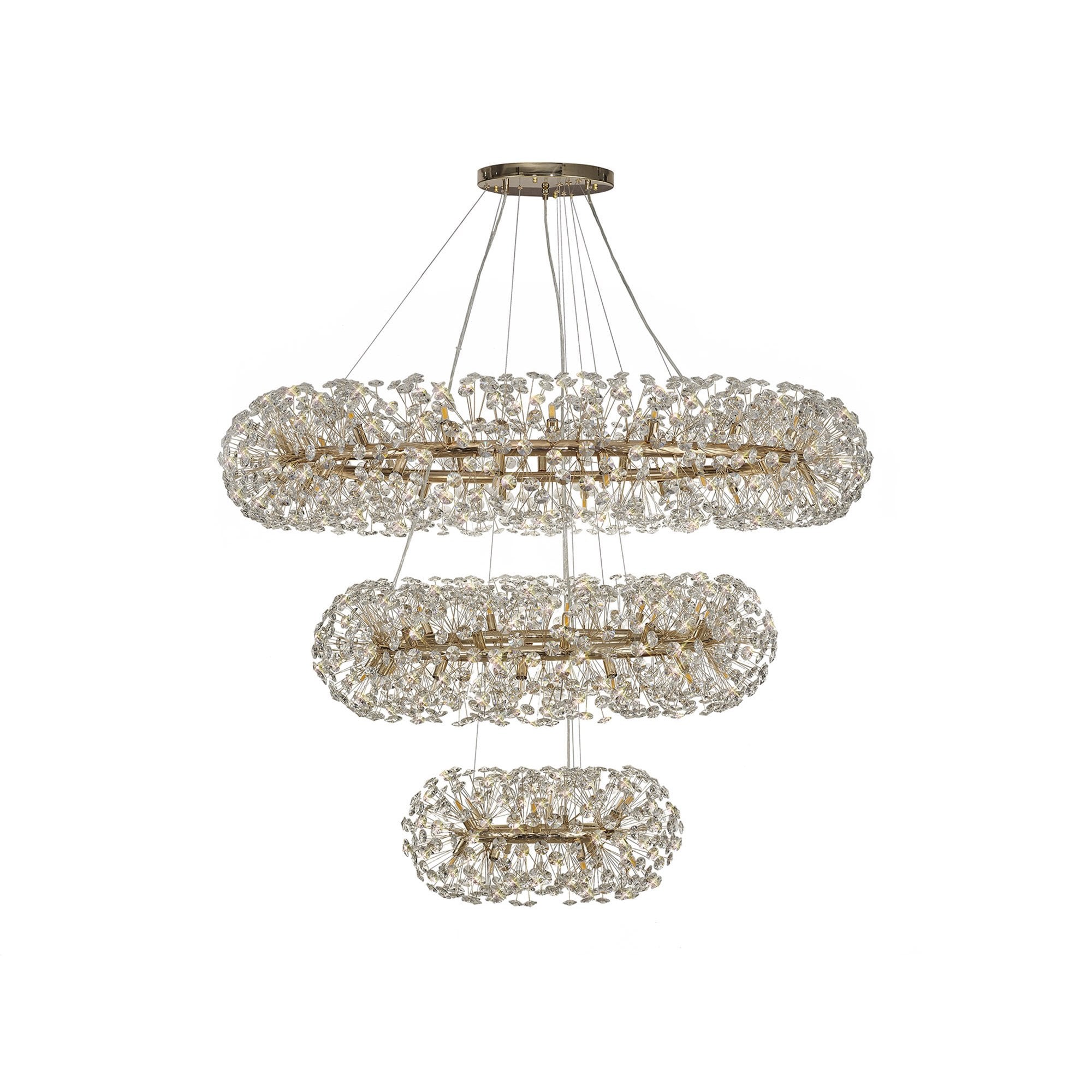 Fabula Grosvenor 74 Light 3-Tiered Pendant - French Gold & Crystal