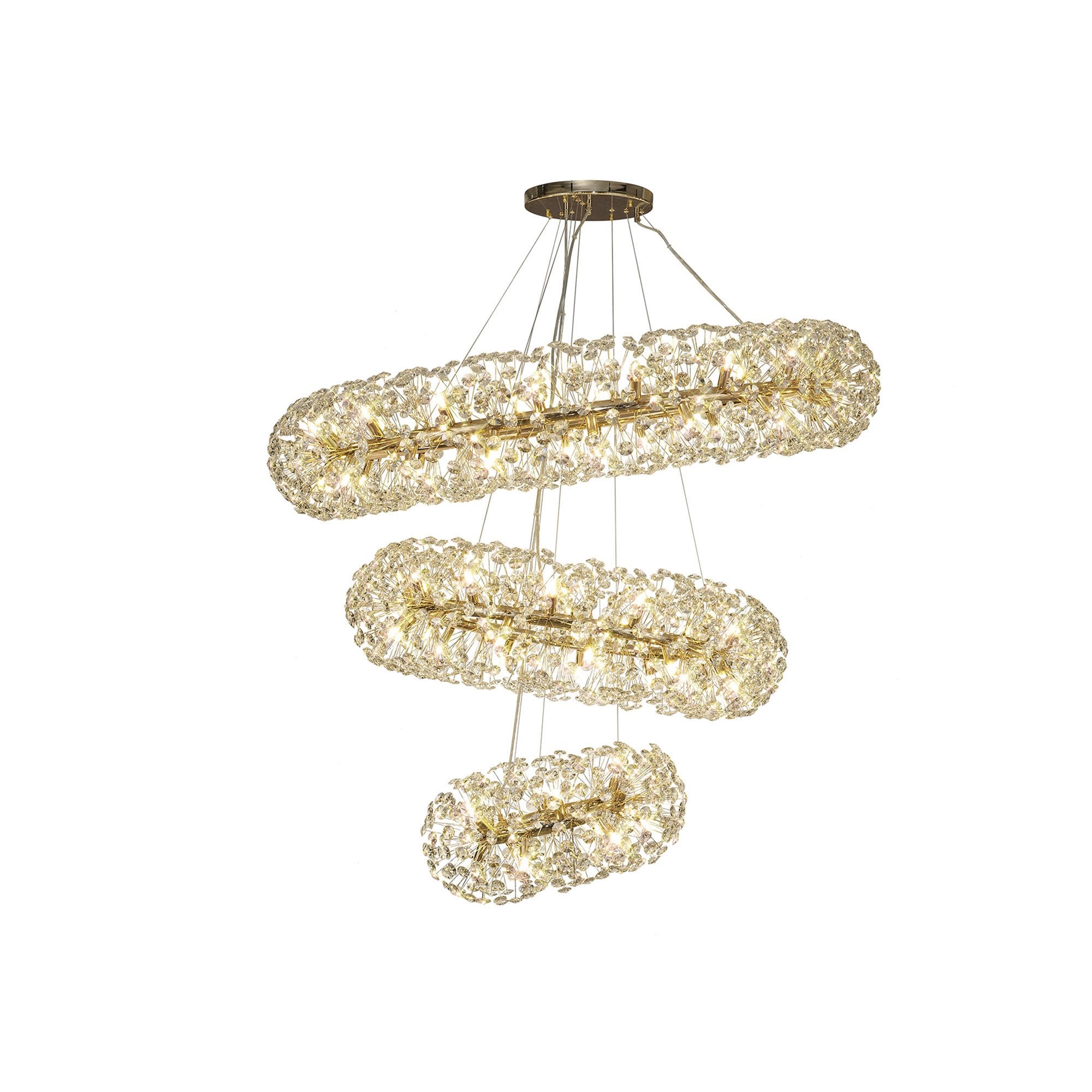Fabula Grosvenor 74 Light 3-Tiered Pendant - French Gold & Crystal