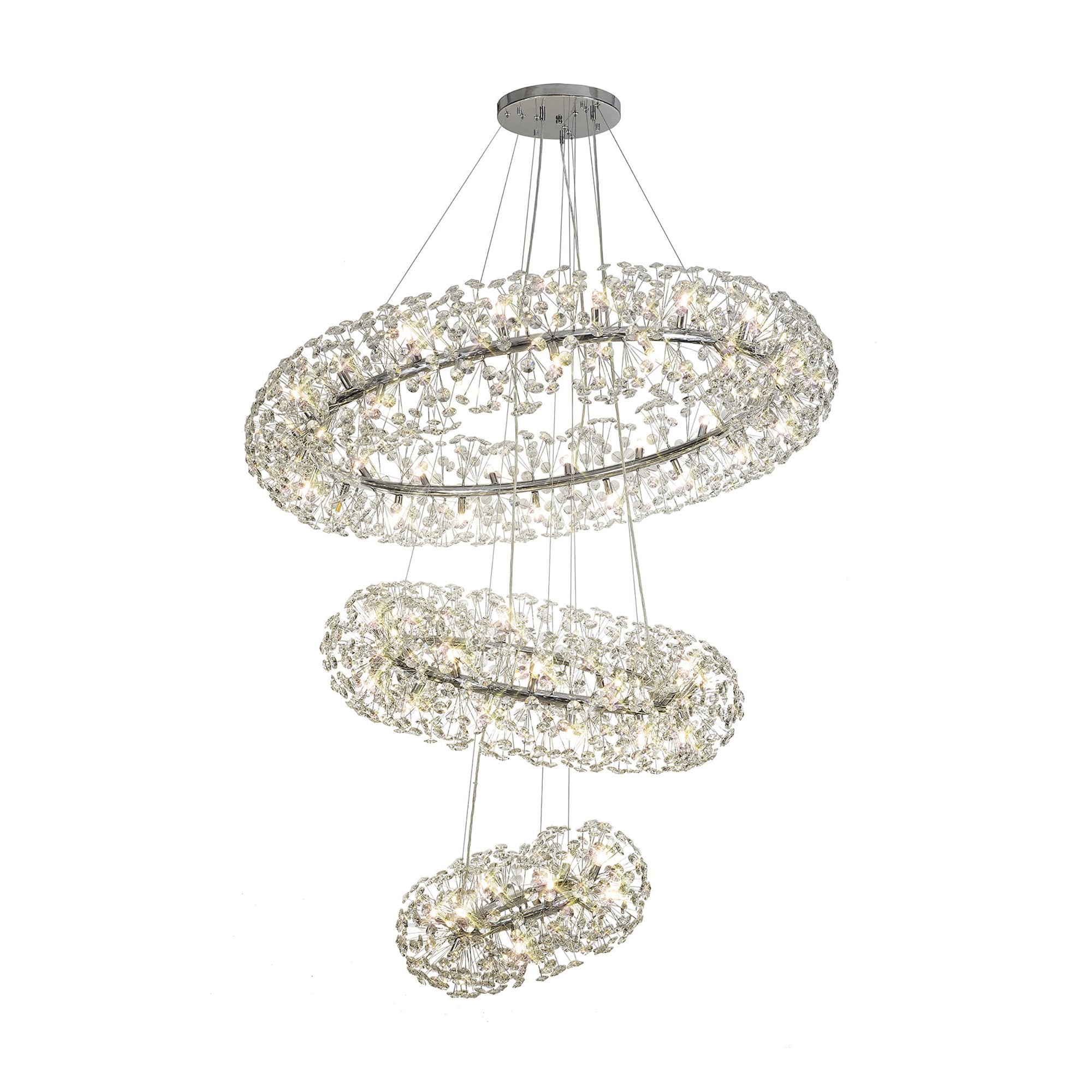 Fabula Grosvenor 74 Light 3-Tiered Pendant - Polished Chrome & Crystal