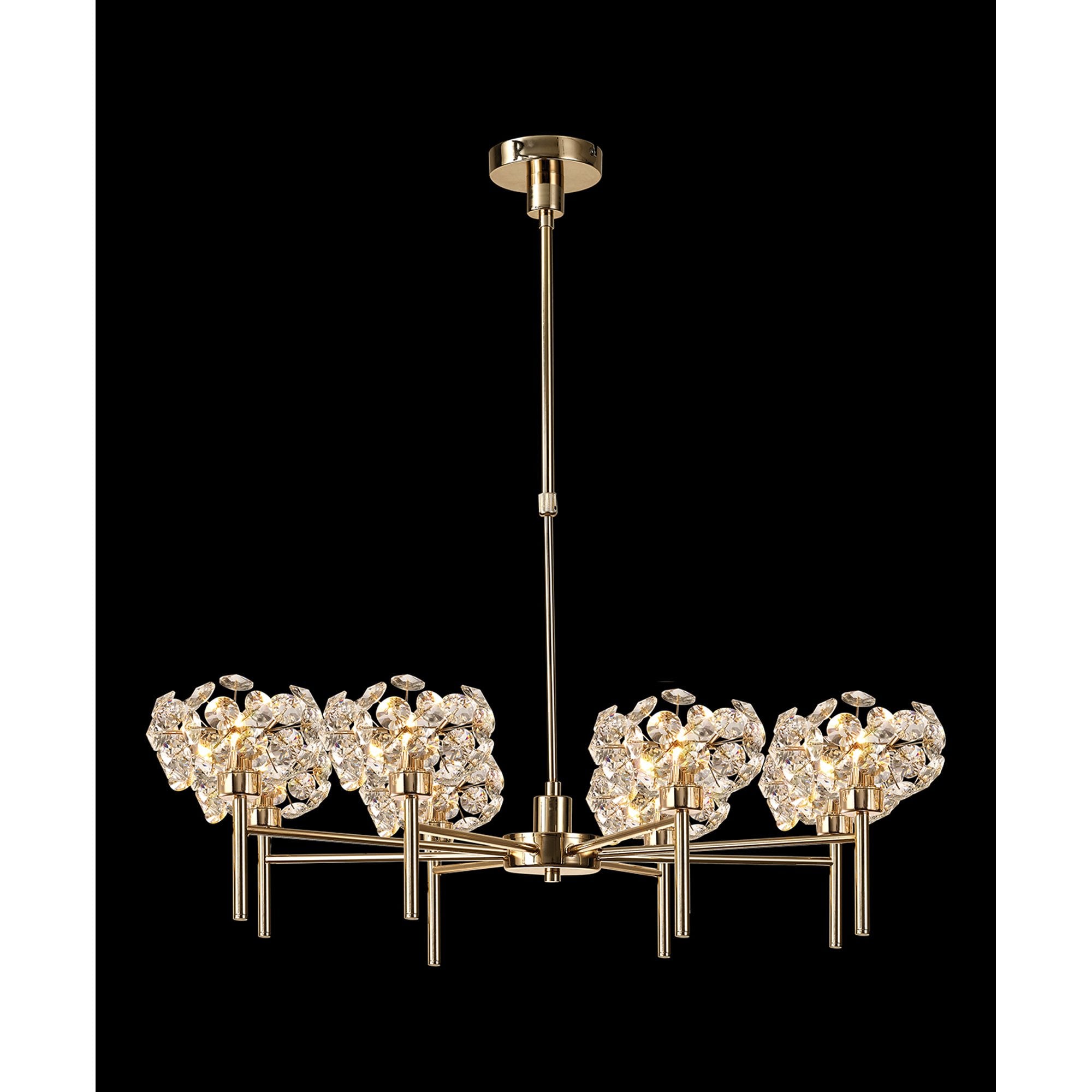 Fabula Grosvenor 8 Light Telescopic Light - French Gold & Crystal Glass