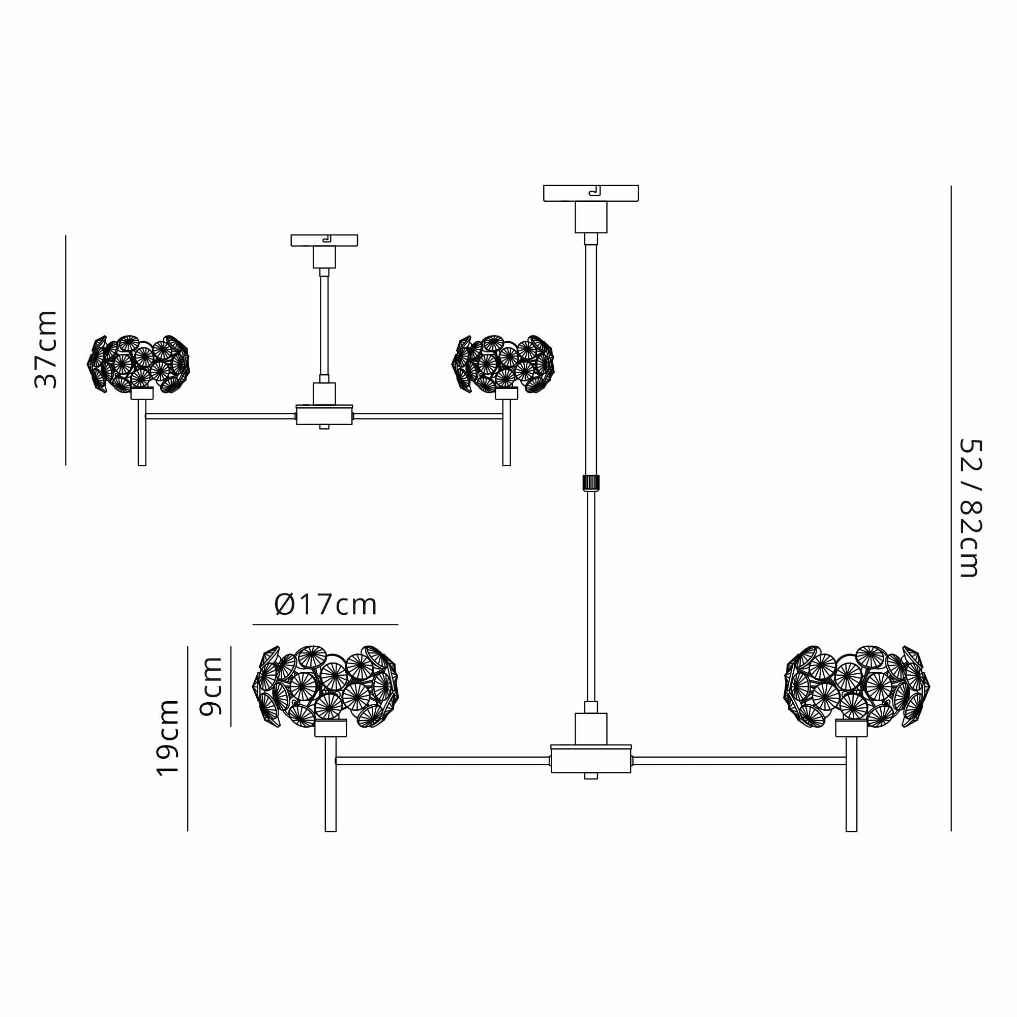 Fabula Grosvenor 8 Light Telescopic Light - French Gold & Crystal Glass