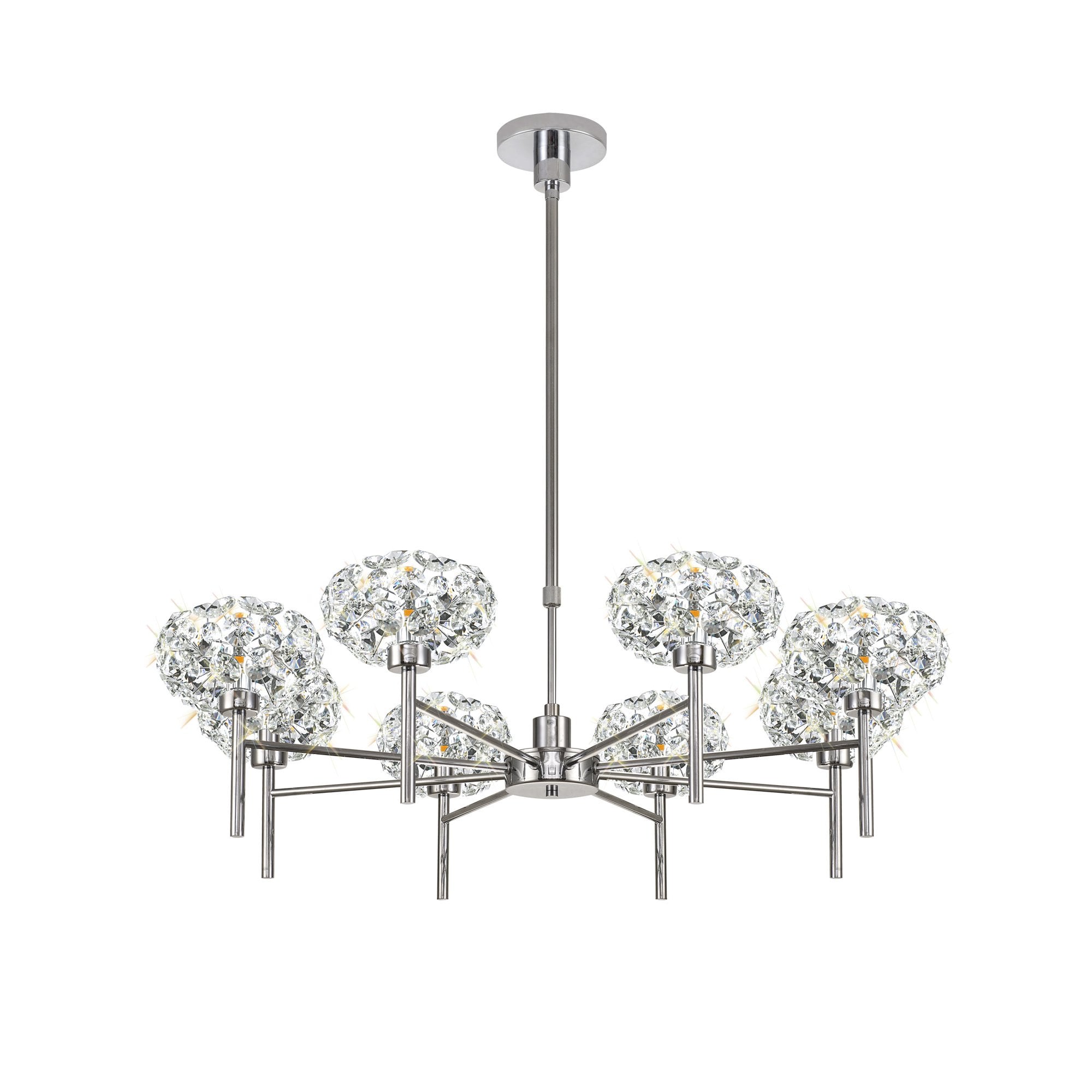 Fabula Grosvenor 8 Light Telescopic Light - Polished Chrome & Crystal Glass