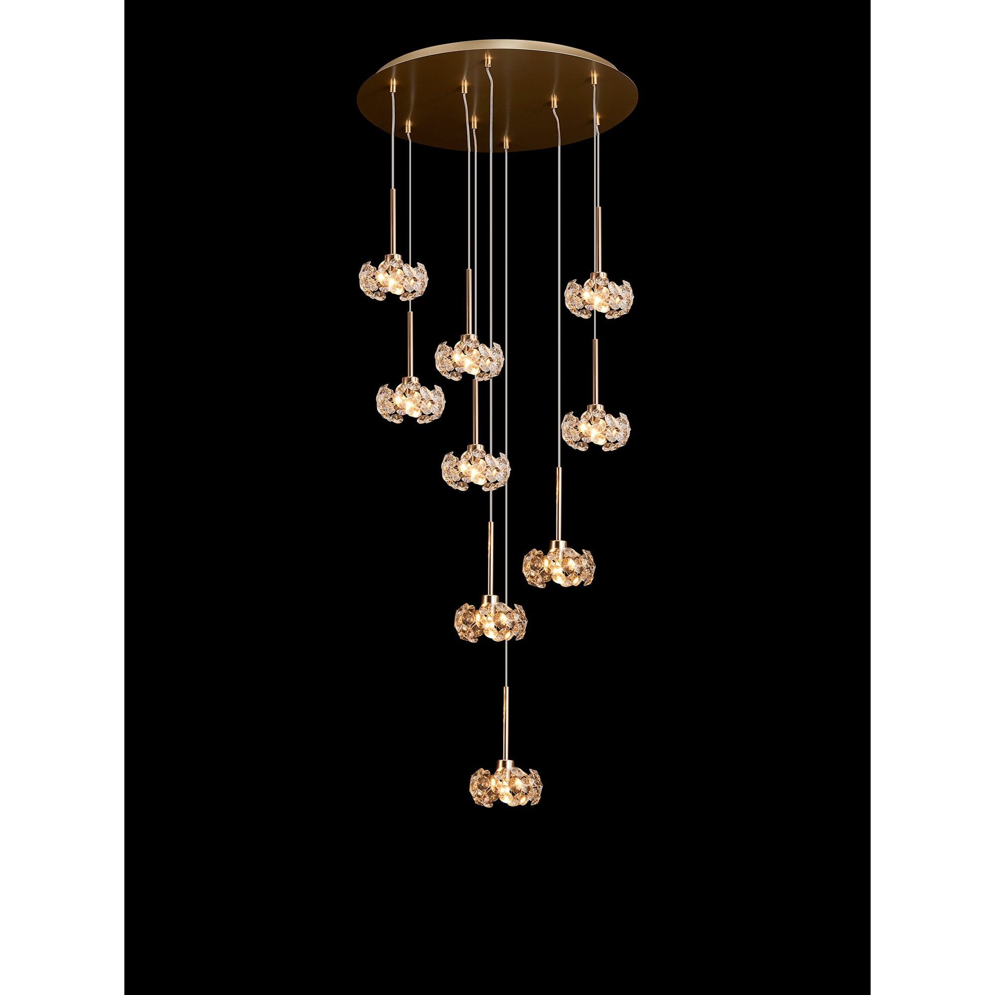 Fabula Grosvenor 9 Light Round Multi-Drop Pendant - French Gold