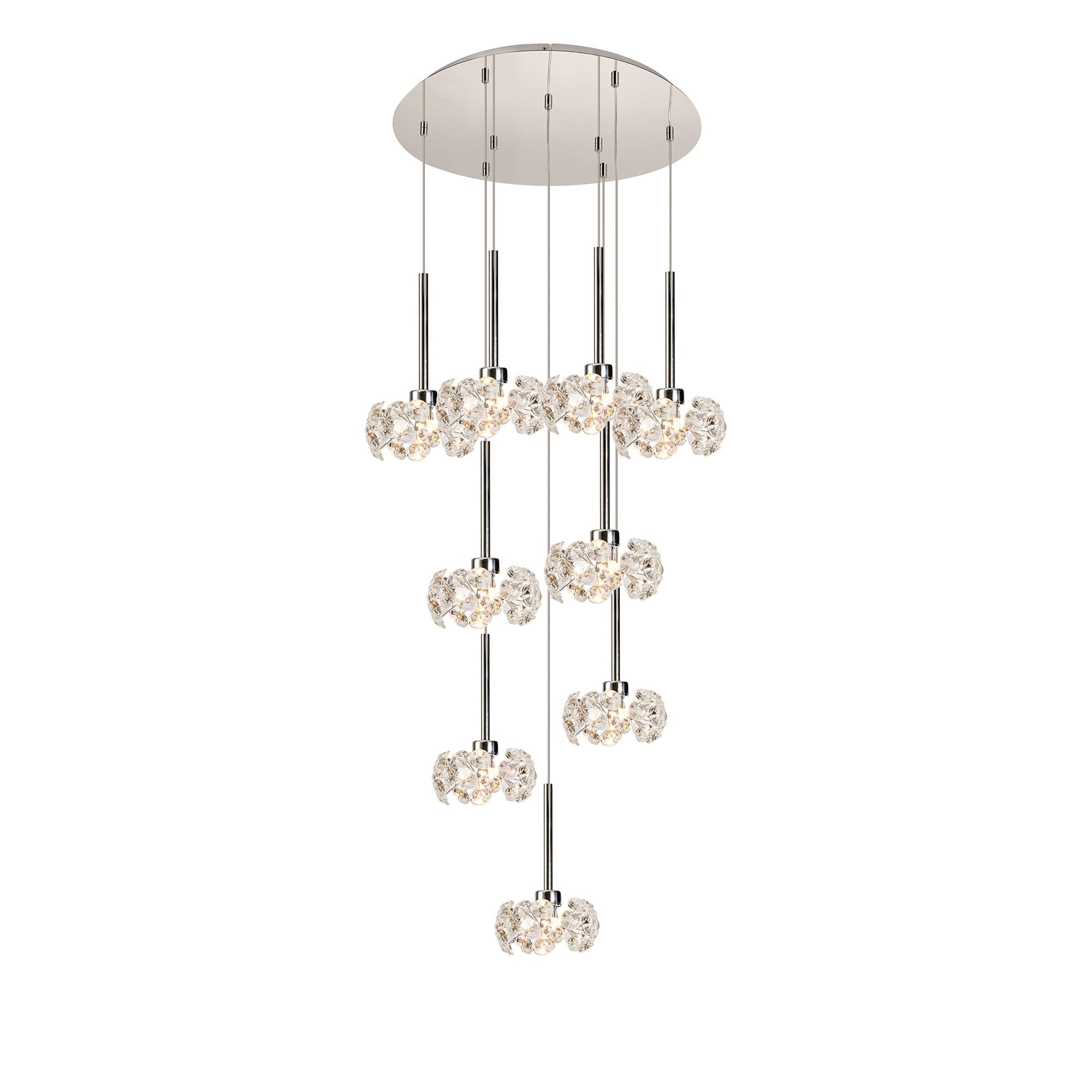 Fabula Grosvenor 9 Light Round Multi-Drop Pendant - Polished Chrome