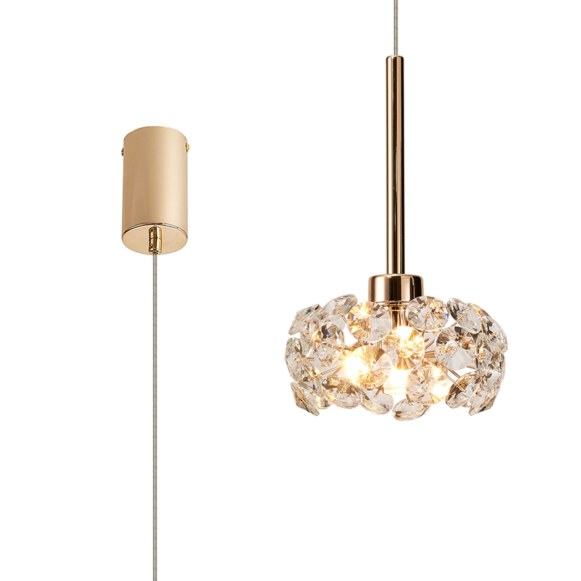 Fabula Grosvenor Single Pendant - French Gold & Crystal Glass