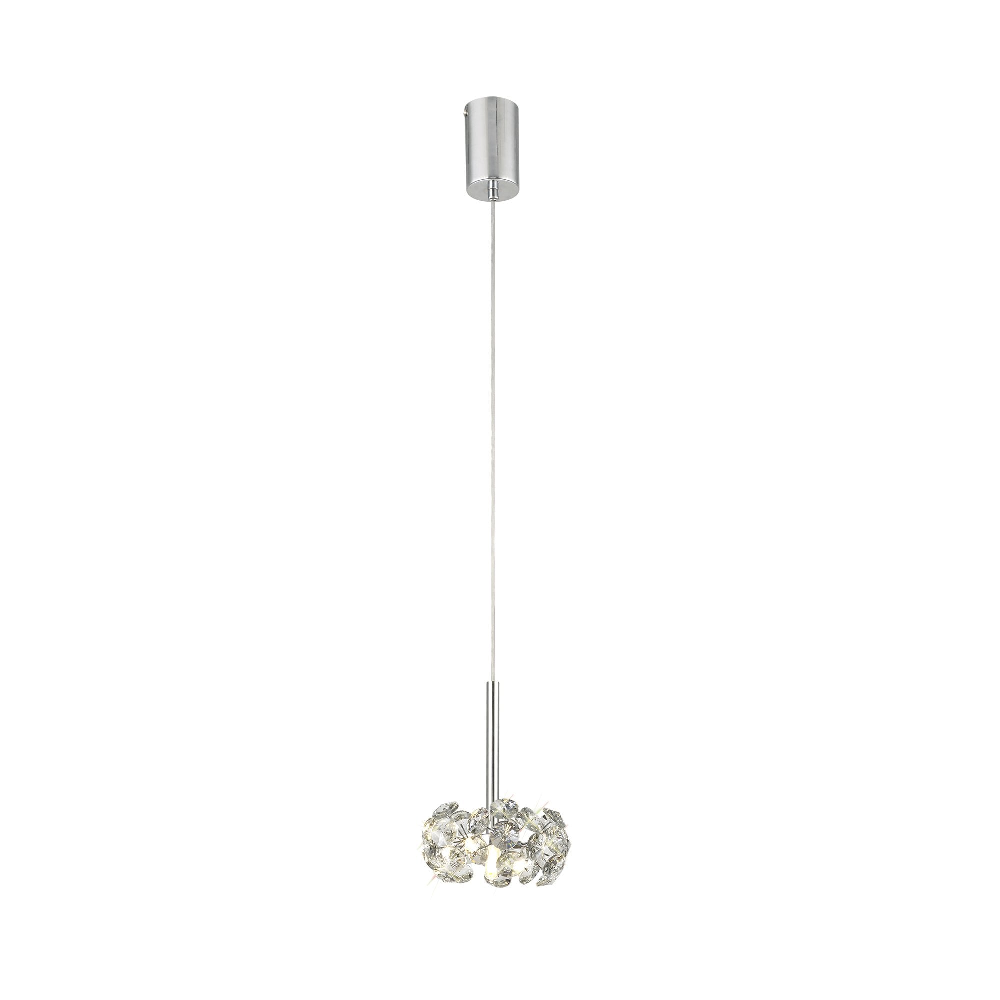 Fabula Grosvenor Single Pendant - Polished Chrome & Crystal Glass