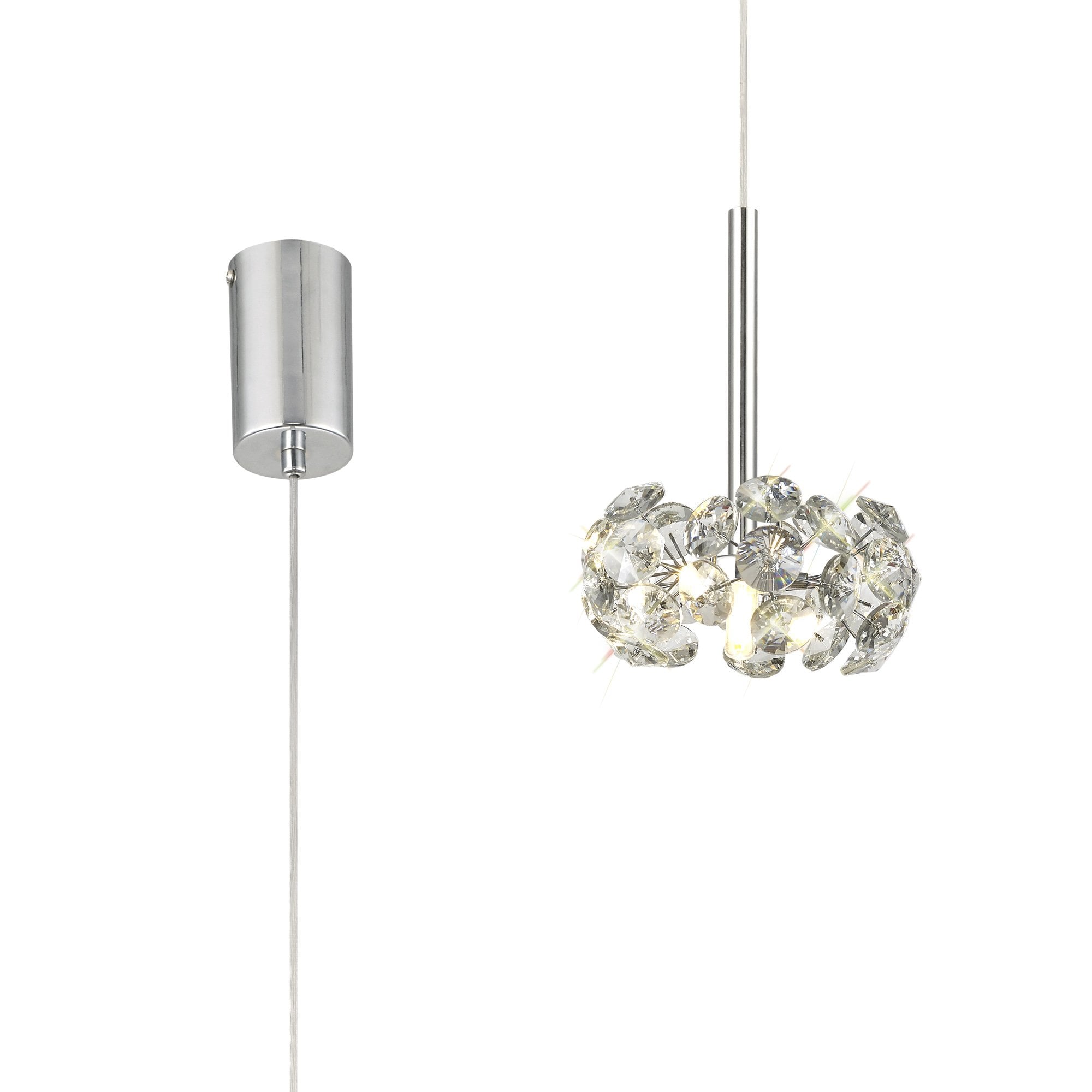 Fabula Grosvenor Single Pendant - Polished Chrome & Crystal Glass