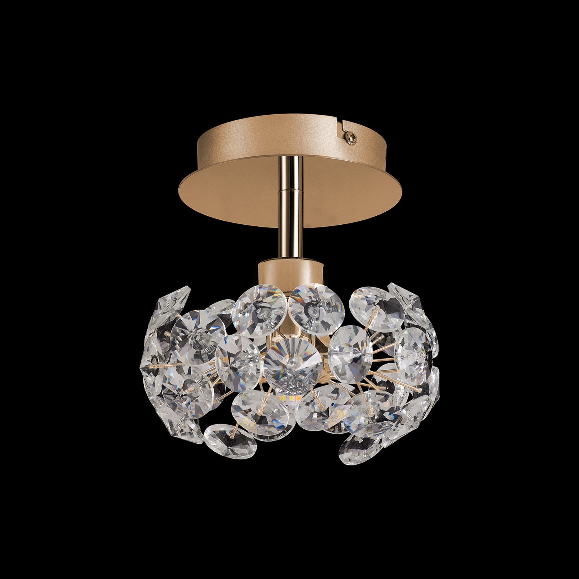 Fabula Grosvenor Single Semi-Flush Light - French Gold & Crystal Glass