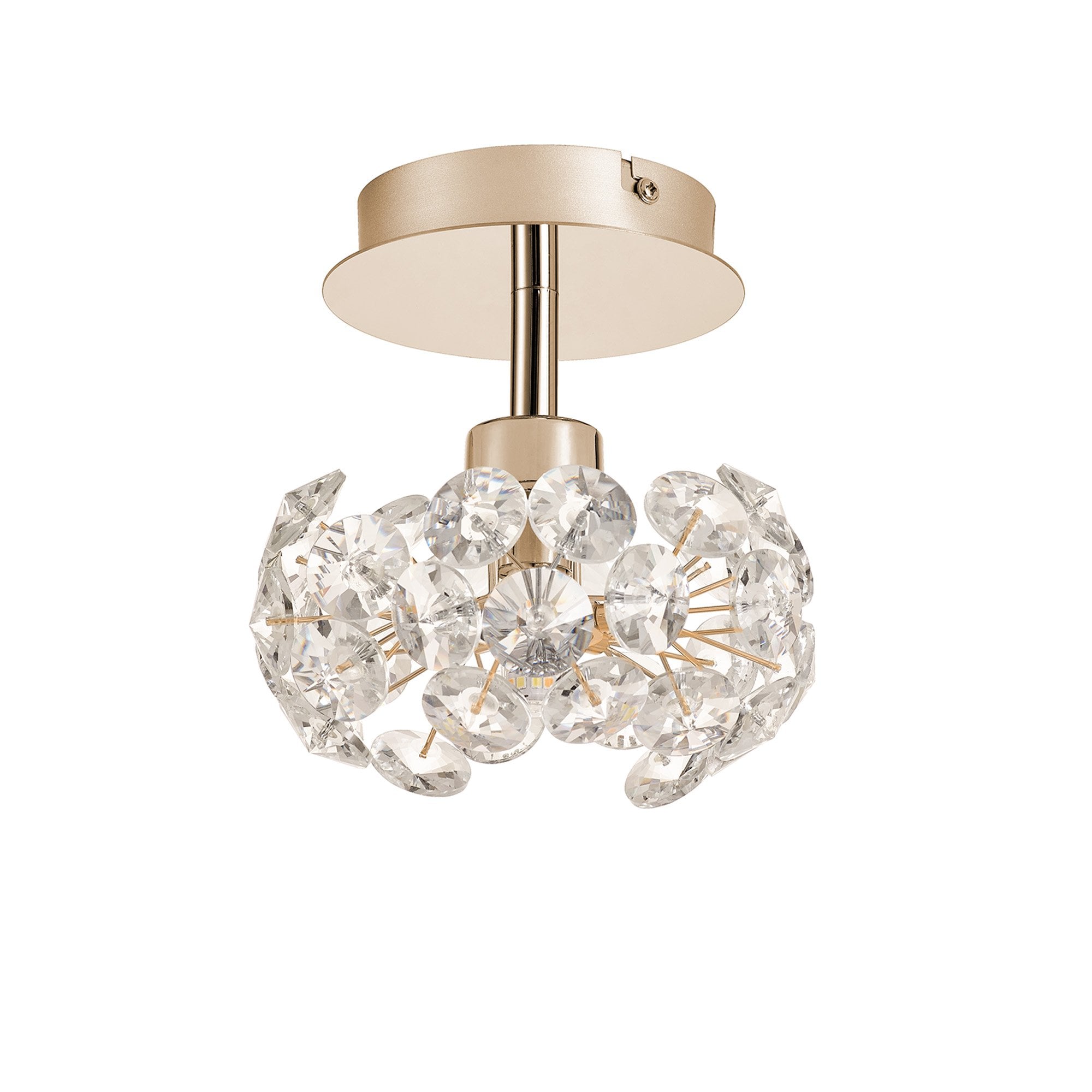 Fabula Grosvenor Single Semi-Flush Light - French Gold & Crystal Glass
