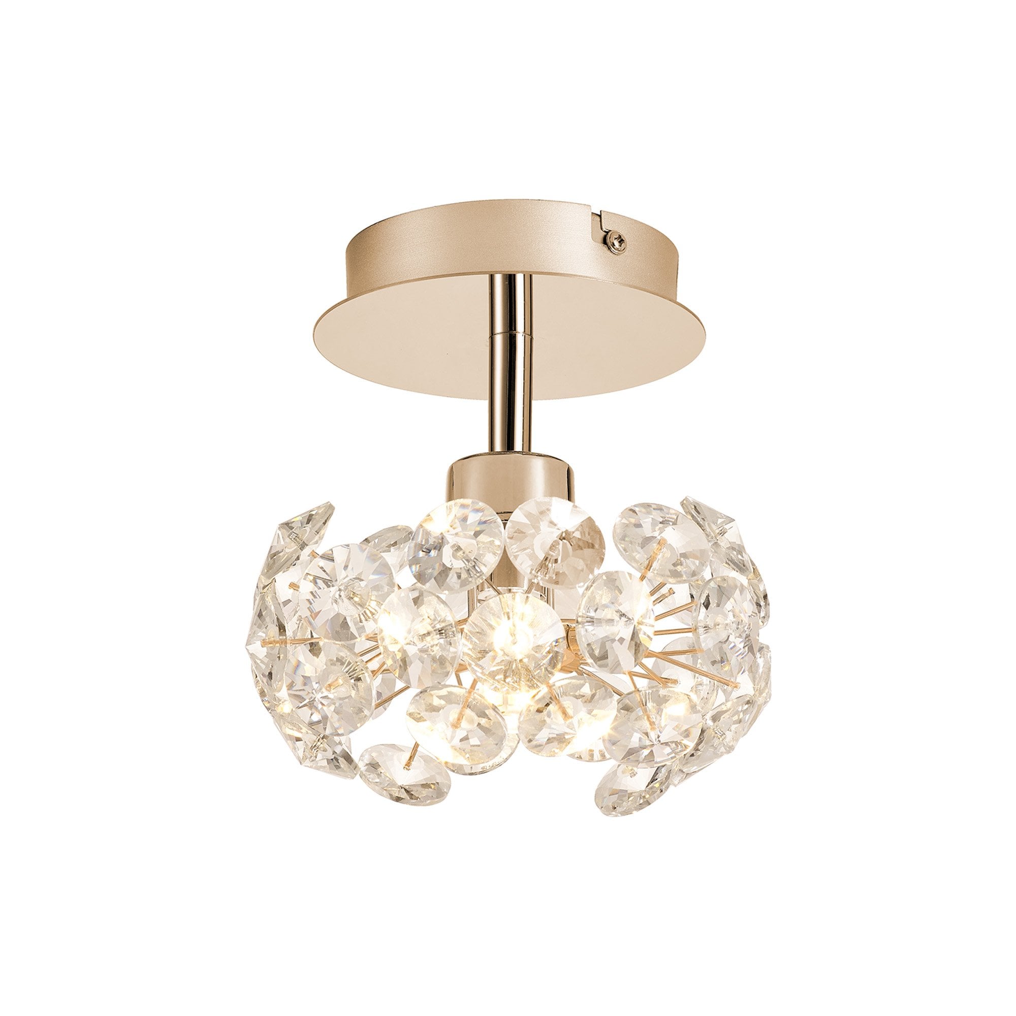 Fabula Grosvenor Single Semi-Flush Light - French Gold & Crystal Glass