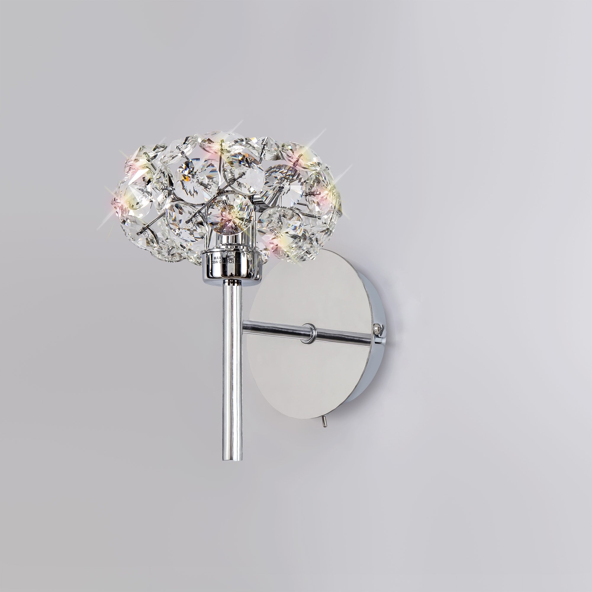 Fabula Grosvenor Single Wall Lamp - Polished Chrome & Crystal Glass