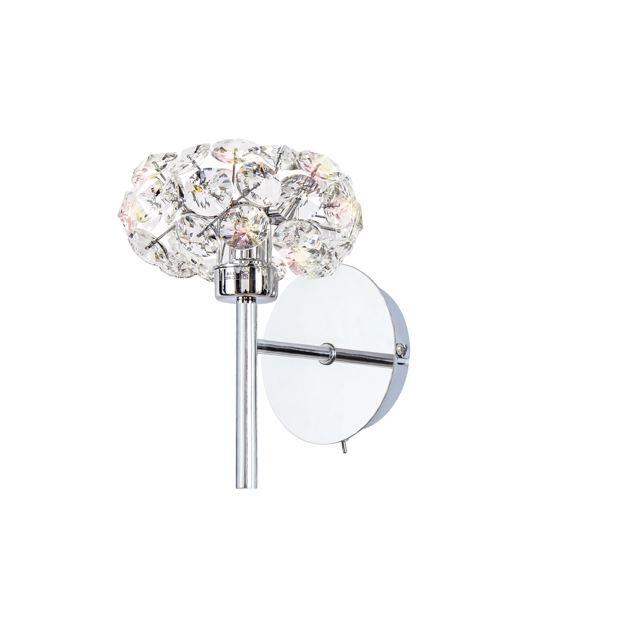 Fabula Grosvenor Single Wall Lamp - Polished Chrome & Crystal Glass