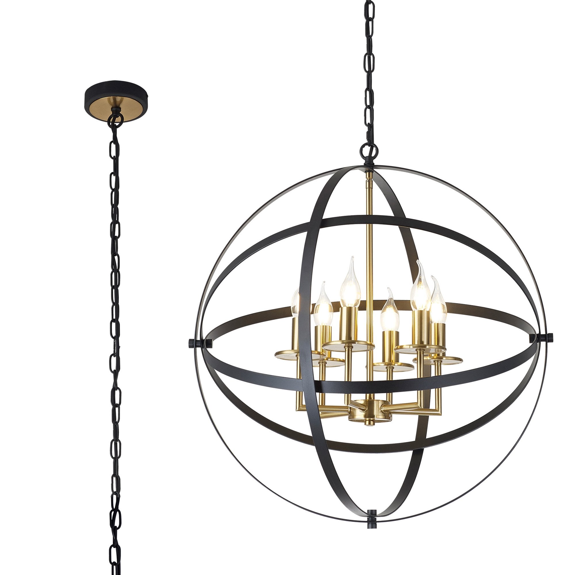 Fabula Guildford 6 Light Pendant - Black & Gold