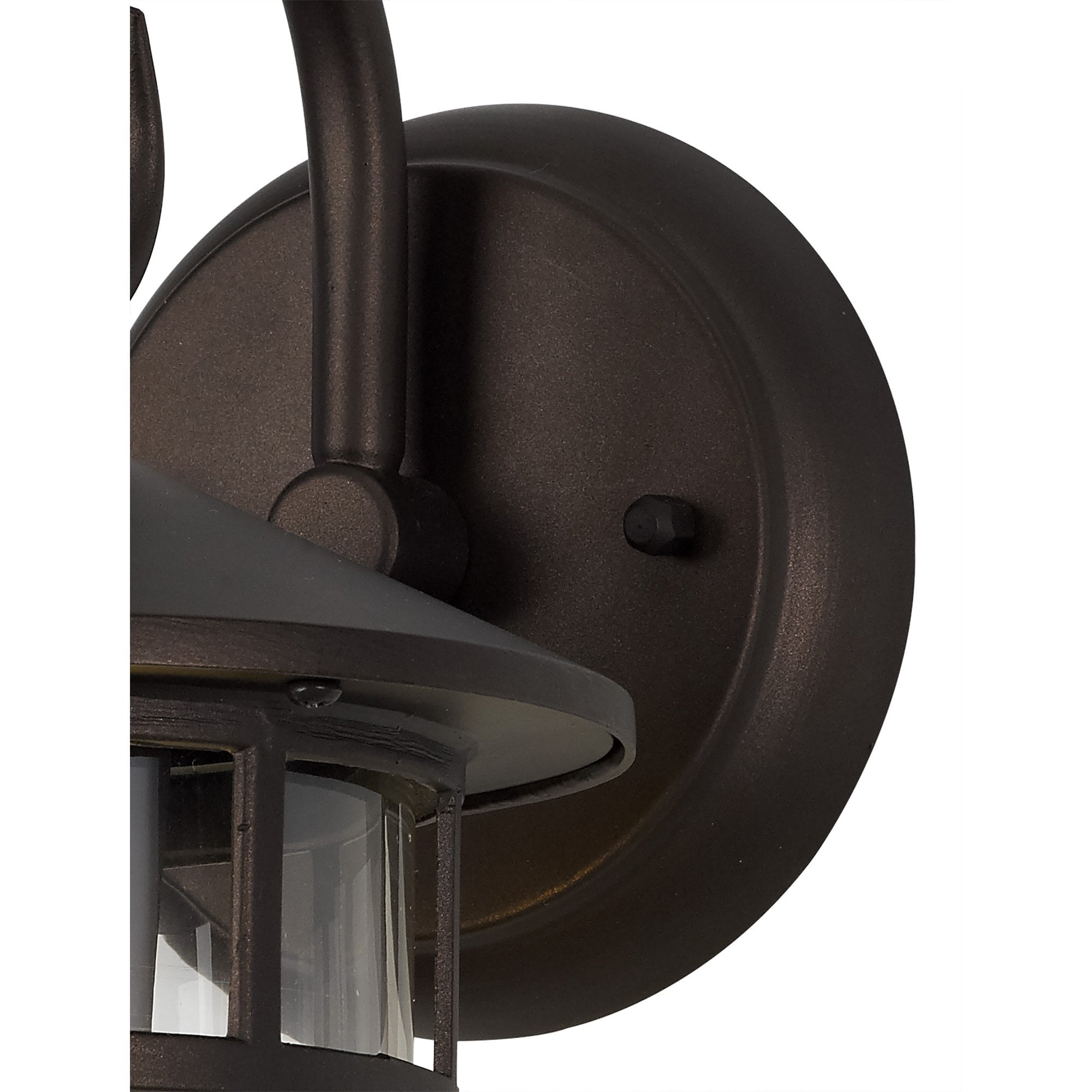 Fabula Haldan Single Round Down Grid Wall Lamp - Antique Bronze & Clear Glass - IP44