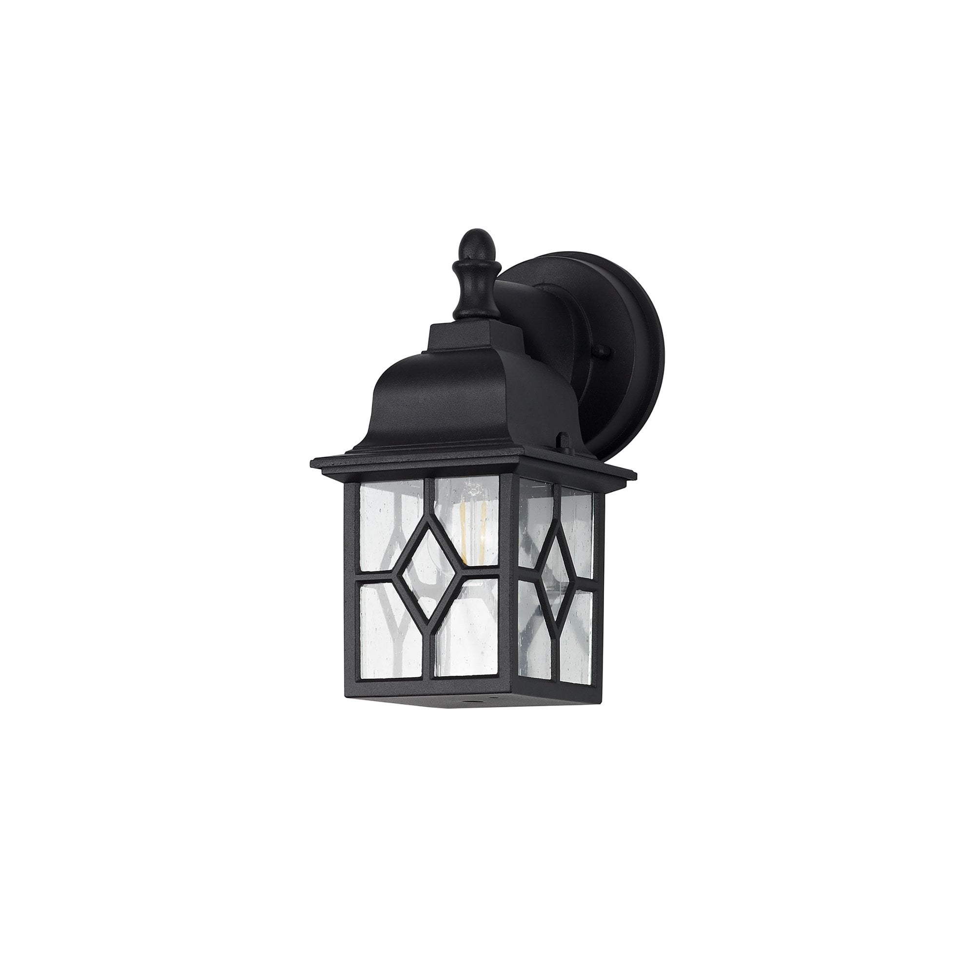 Fabula Haldan Single Square Down Criss Cross Wall Lamp - Sand Black & Clear Seeded Glass - IP44