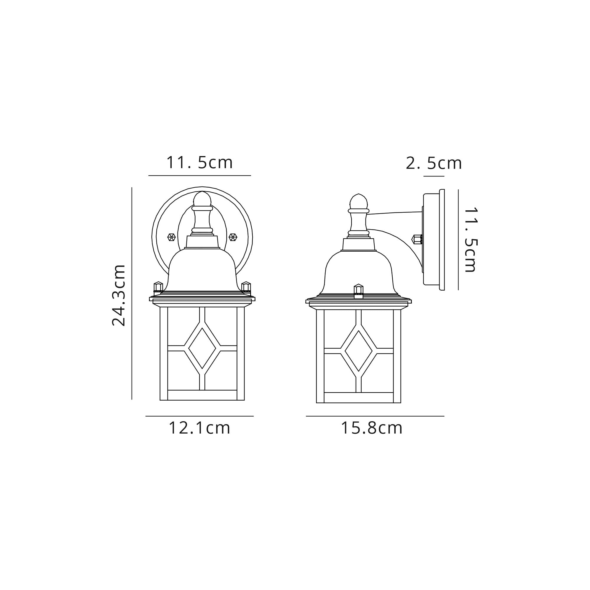 Fabula Haldan Single Square Down Criss Cross Wall Lamp - Sand Black & Clear Seeded Glass - IP44