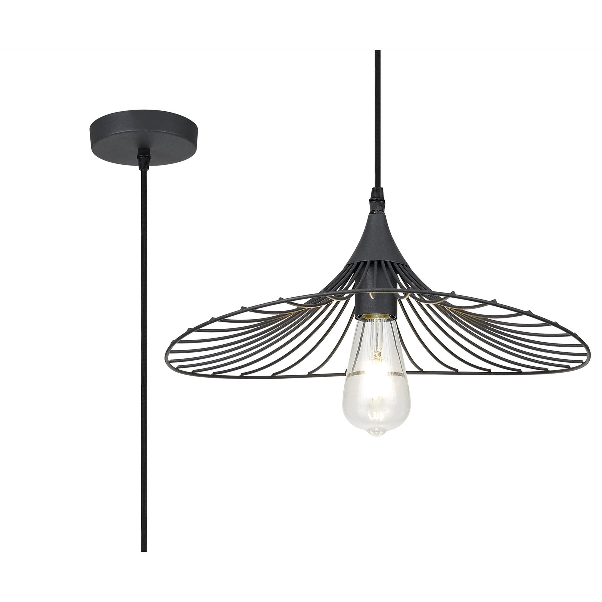 Fabula Halstead Single Shallow Pendant - Graphite