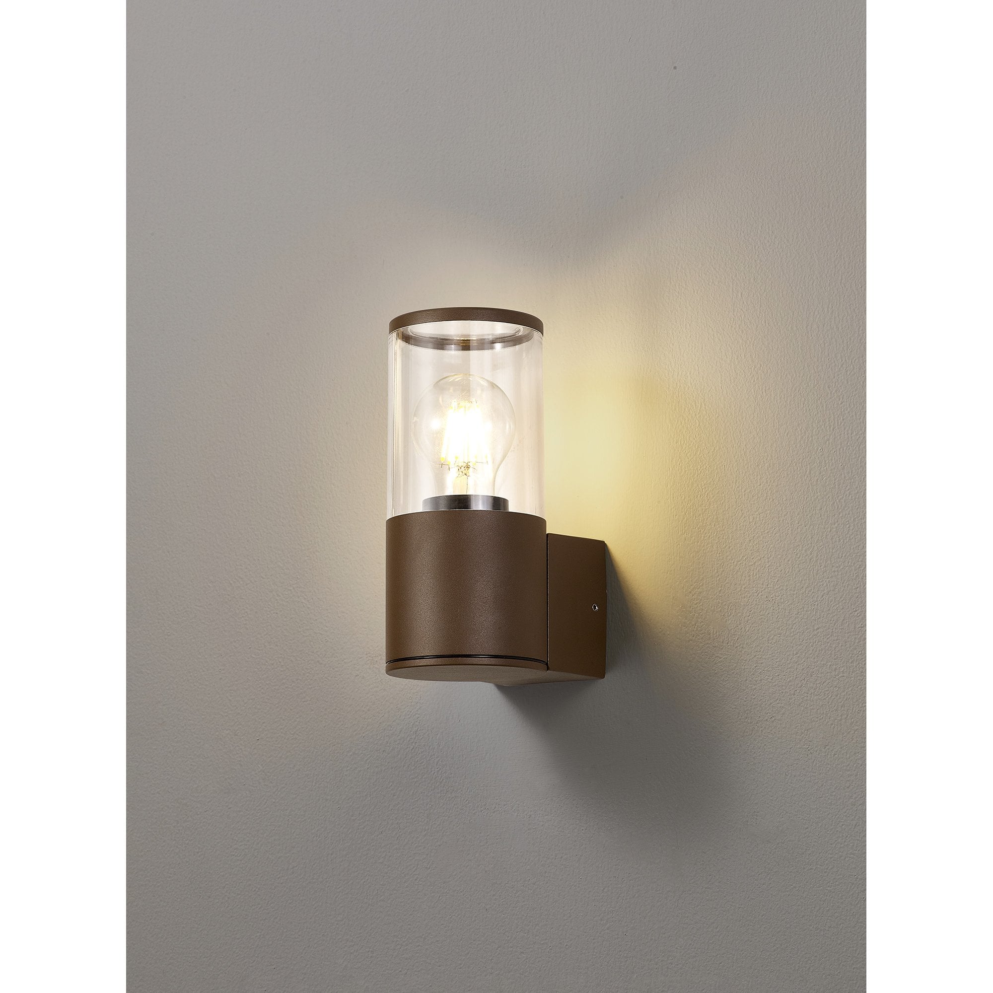 Fabula Harwater Single Wall Lamp - Matt Brown & Clear PC - IP54