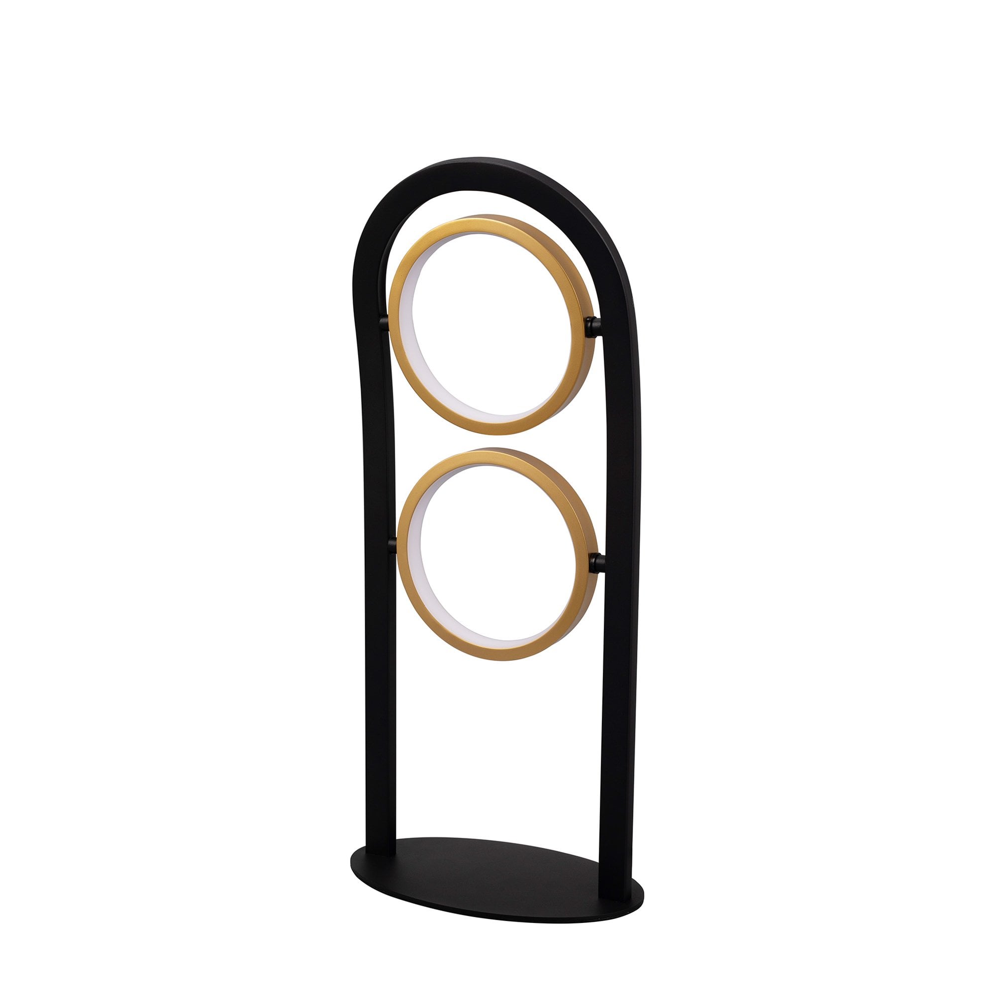 Fabula Hawksmouth 2 Ring LED Table Lamp - Satin Black & Gold