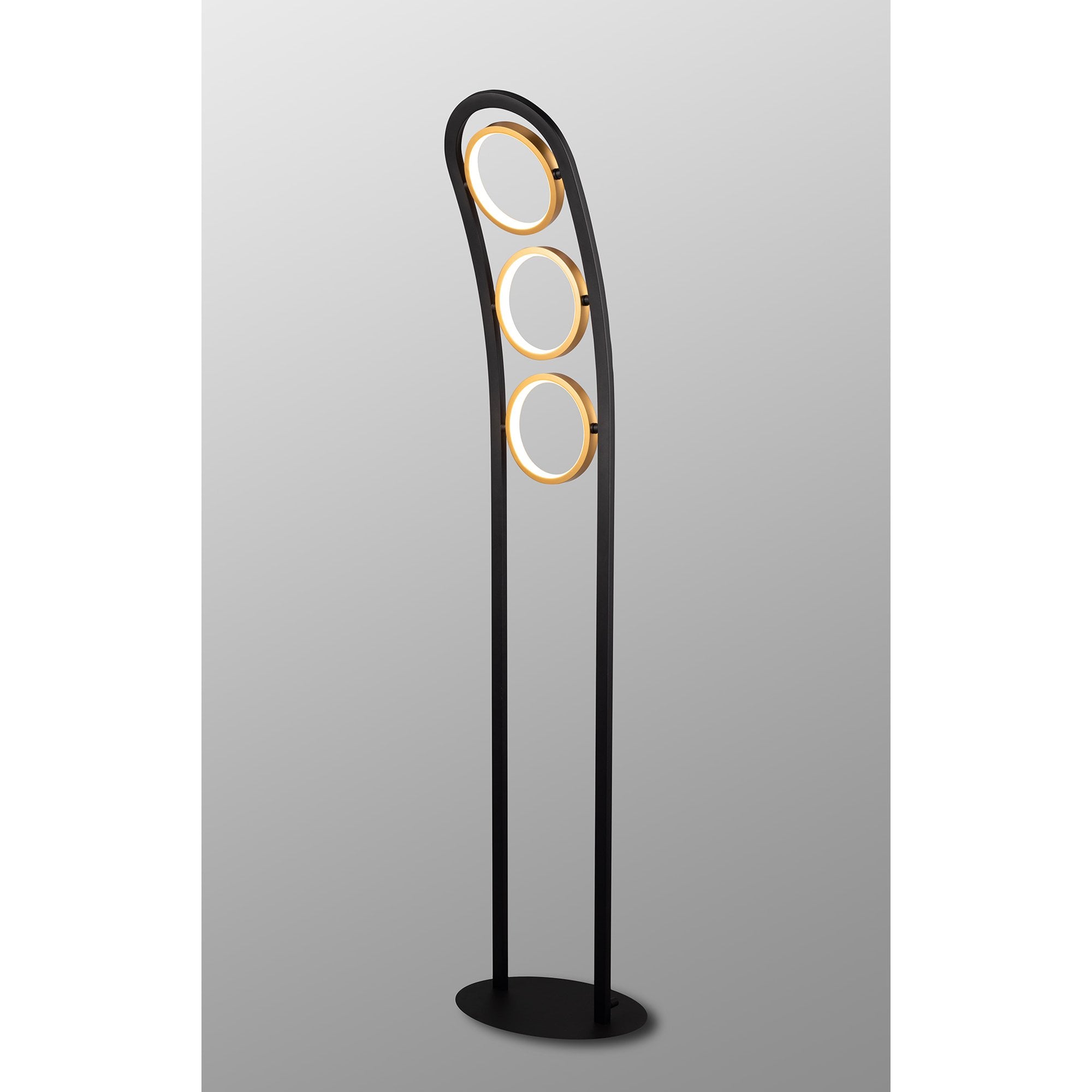 Fabula Hawksmouth 3 Ring LED Floor Lamp - Satin Black & Gold