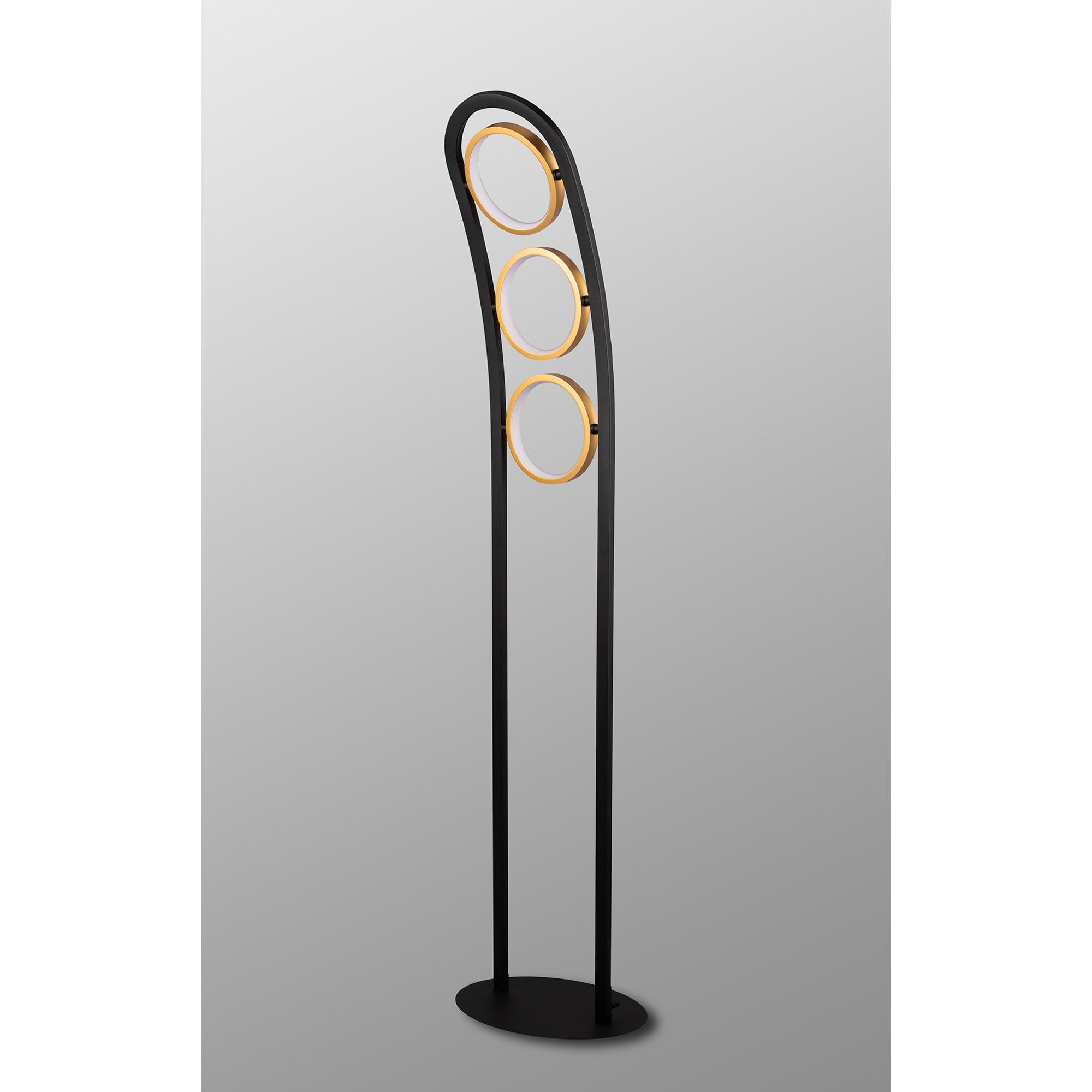 Fabula Hawksmouth 3 Ring LED Floor Lamp - Satin Black & Gold