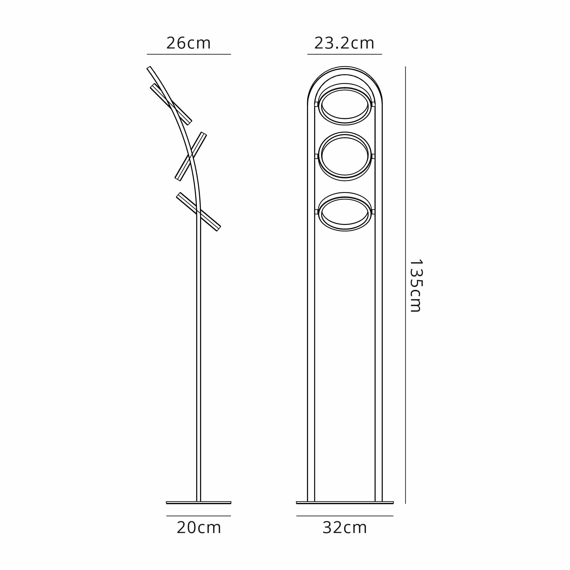 Fabula Hawksmouth 3 Ring LED Floor Lamp - Satin Black & Gold