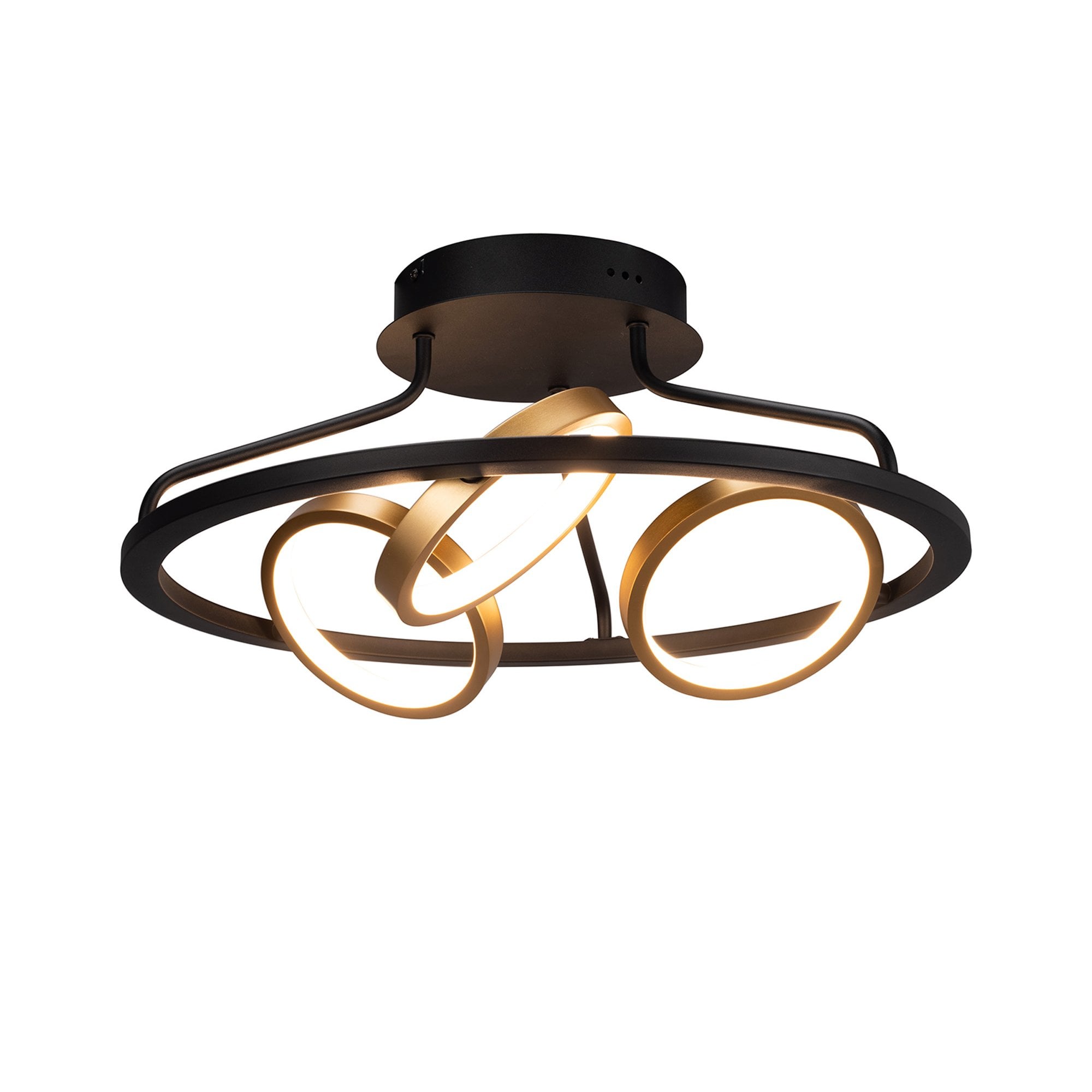 Fabula Hawksmouth 3 Ring Round LED Semi-Flush Light - Satin Black & Gold