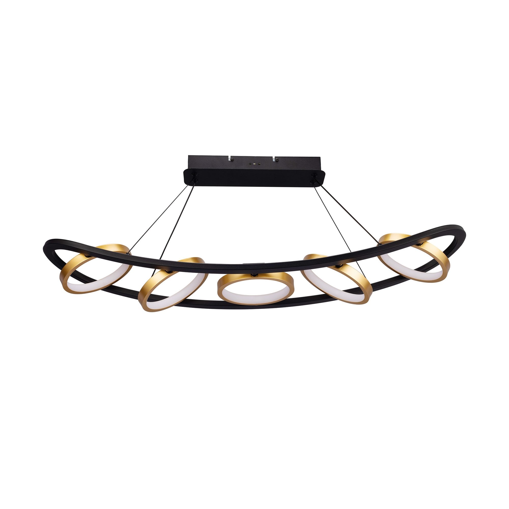 Fabula Hawksmouth 5 Ring Linear LED Pendant - Satin Black & Gold