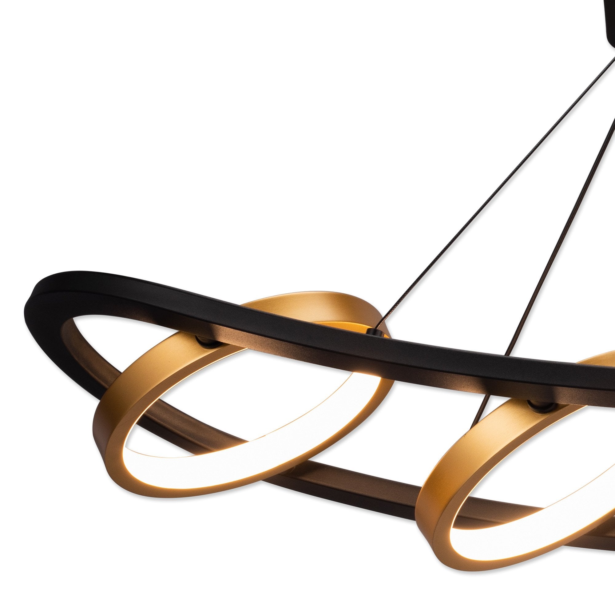 Fabula Hawksmouth 5 Ring Linear LED Pendant - Satin Black & Gold