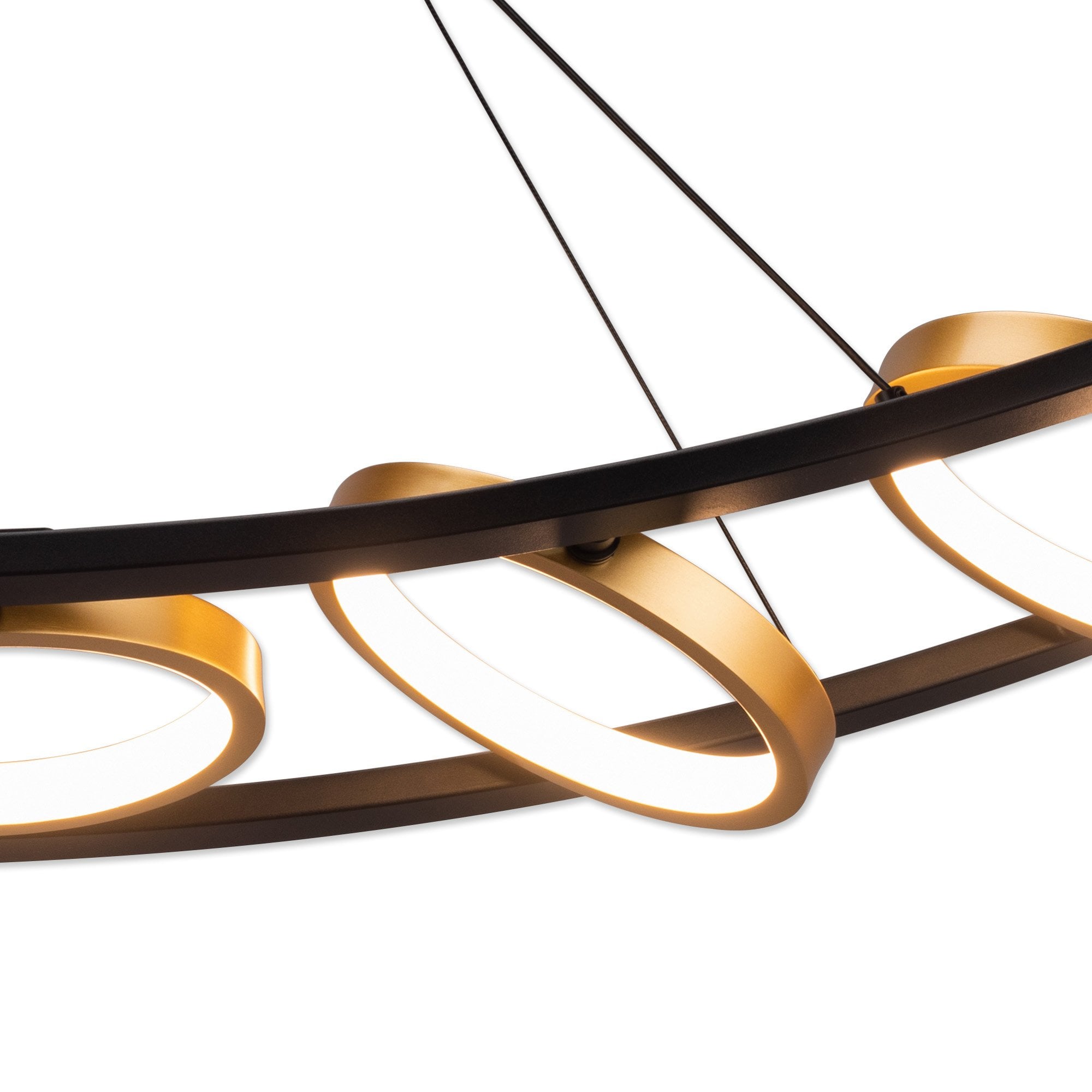 Fabula Hawksmouth 5 Ring Linear LED Pendant - Satin Black & Gold