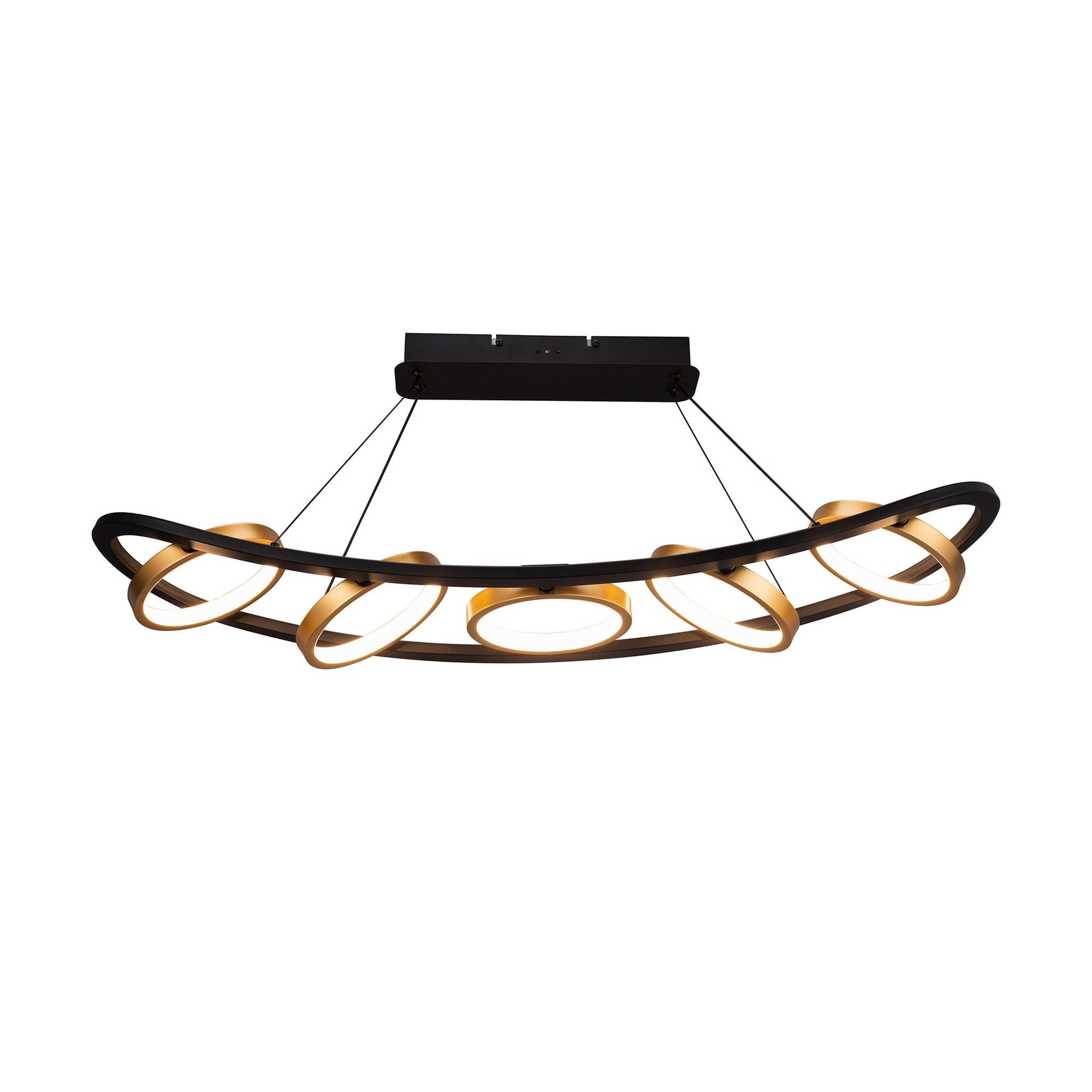 Fabula Hawksmouth 5 Ring Linear LED Pendant - Satin Black & Gold