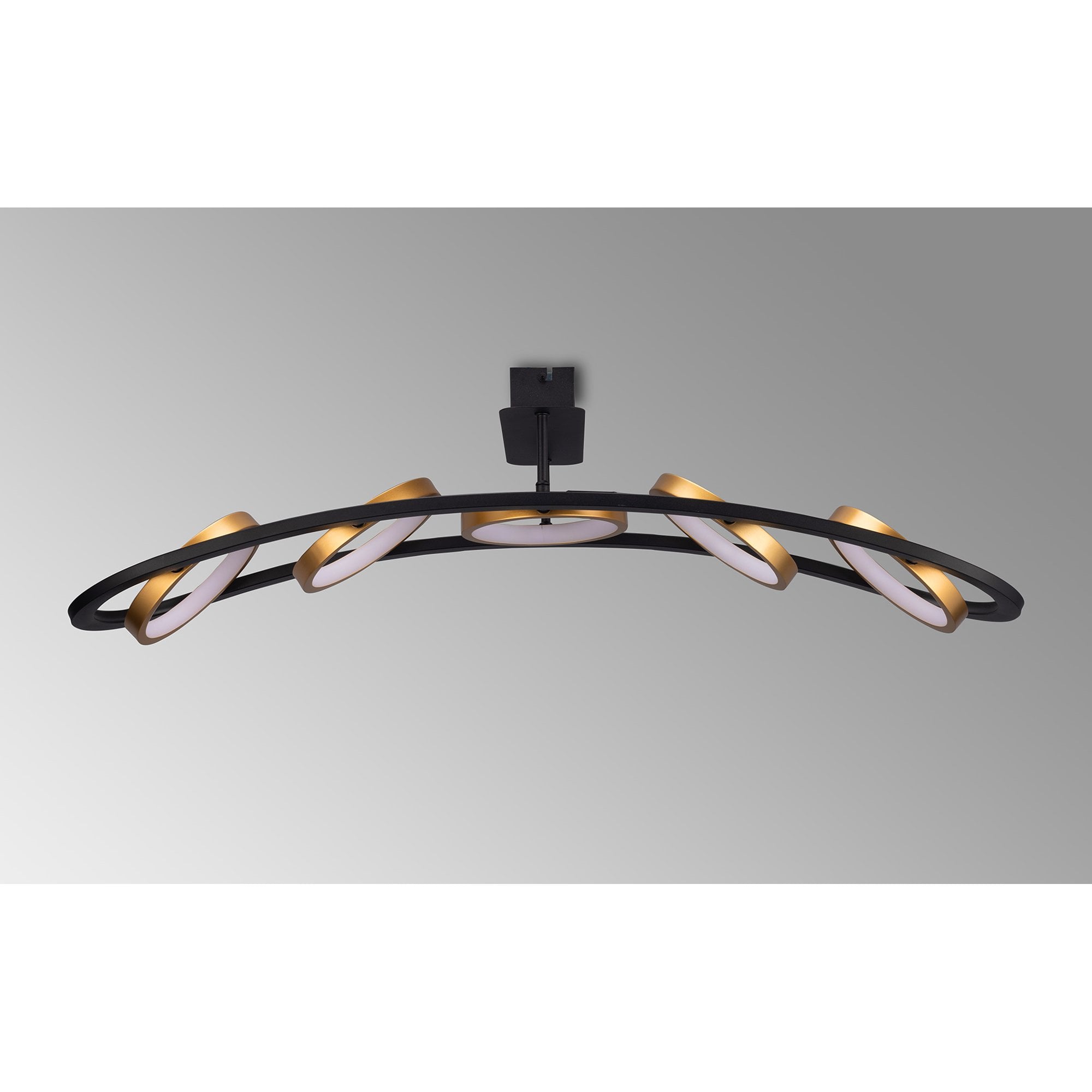 Fabula Hawksmouth 5 Ring Linear LED Semi-Flush Light - Satin Black & Gold