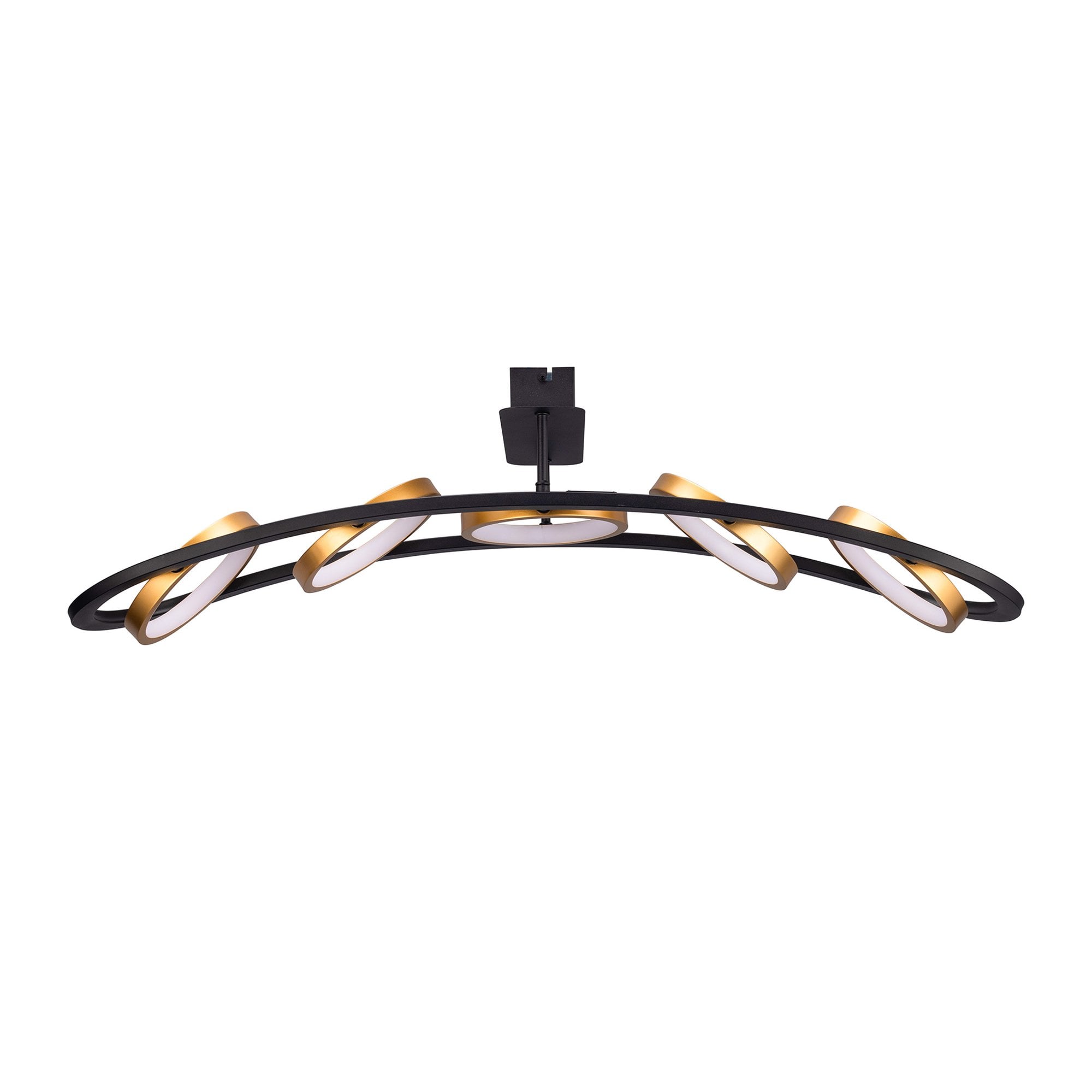 Fabula Hawksmouth 5 Ring Linear LED Semi-Flush Light - Satin Black & Gold