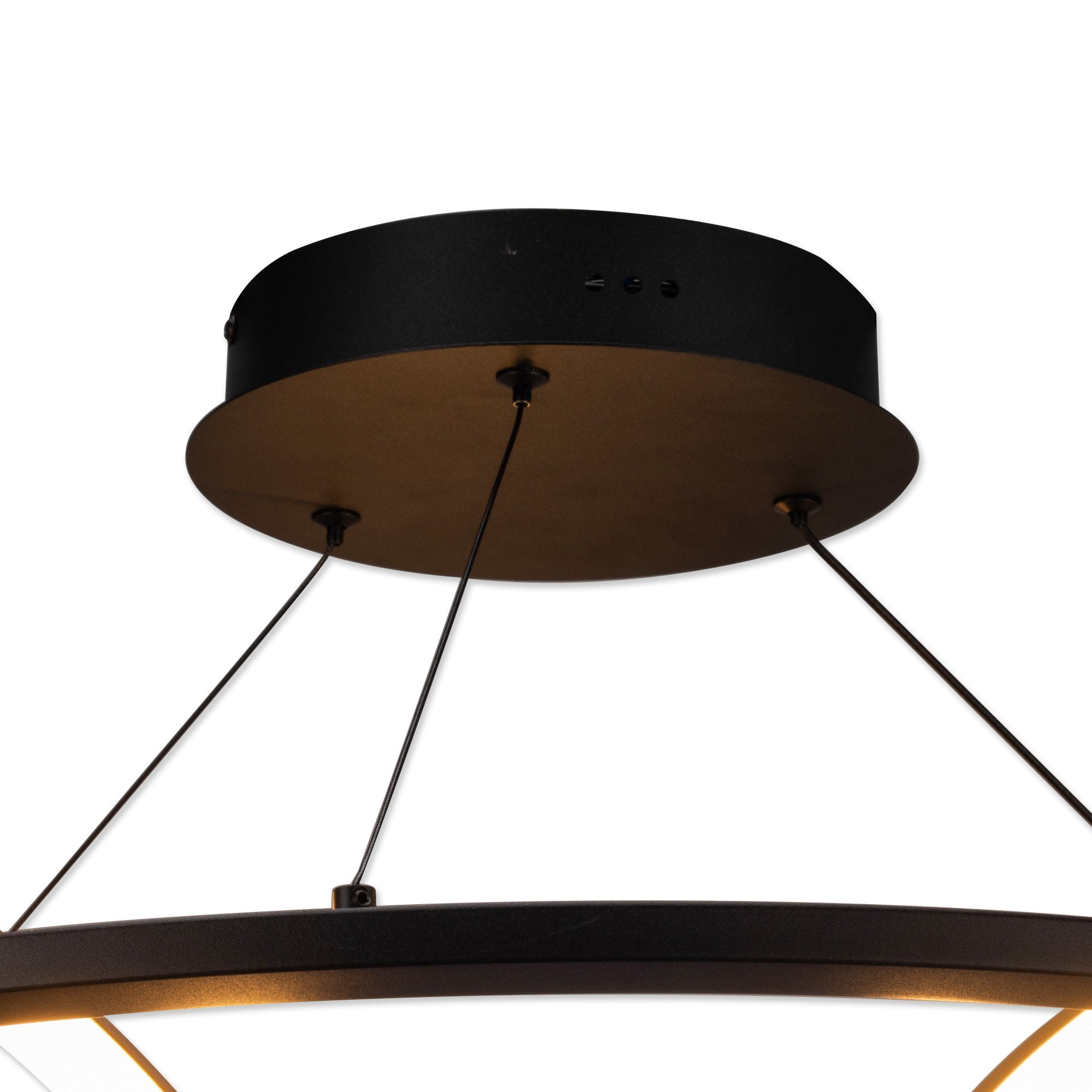 Fabula Hawksmouth 5 Ring Round LED Pendant - Satin Black & Gold